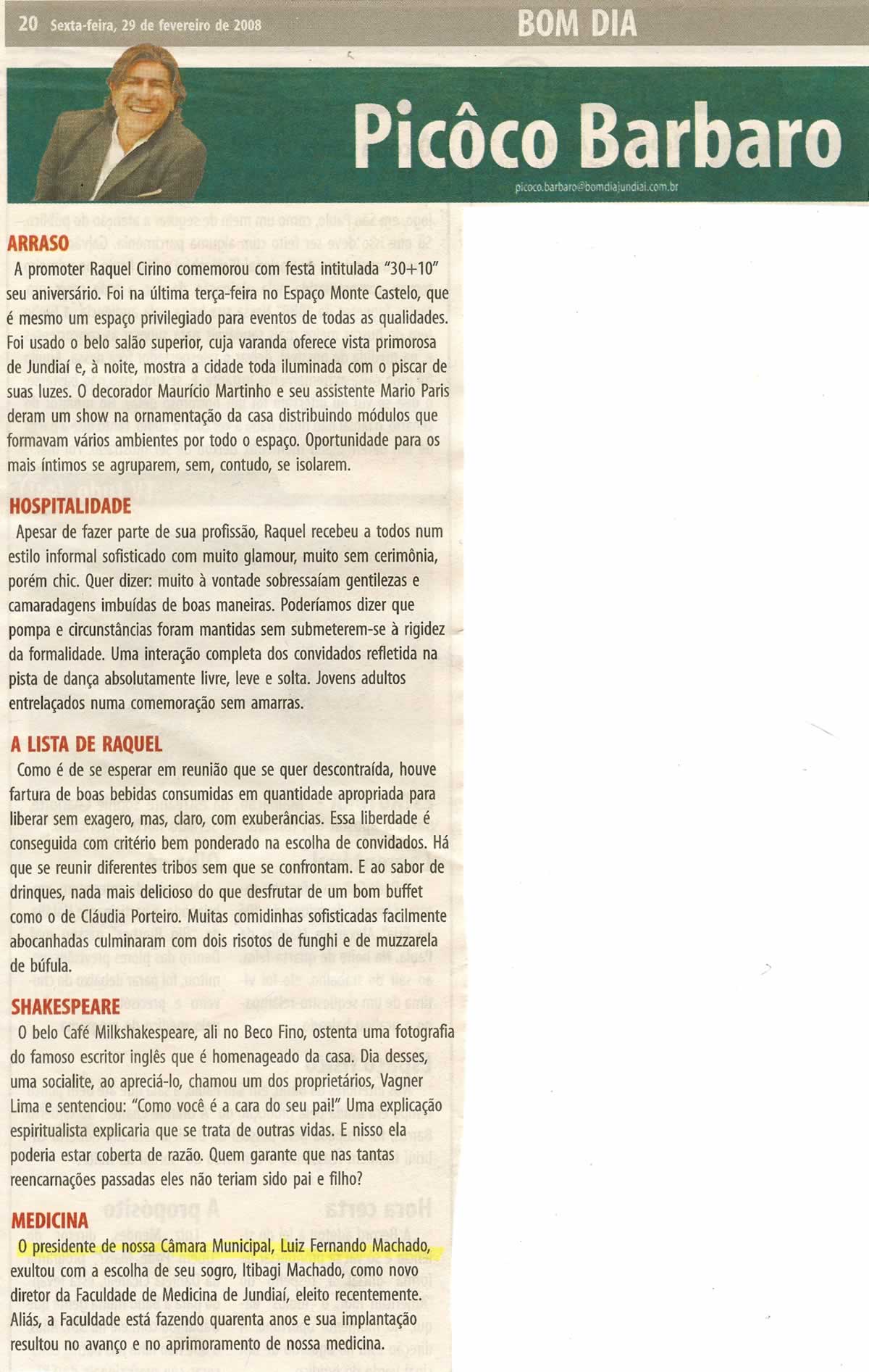 Bom Dia Jundiaí - 29/02/2008