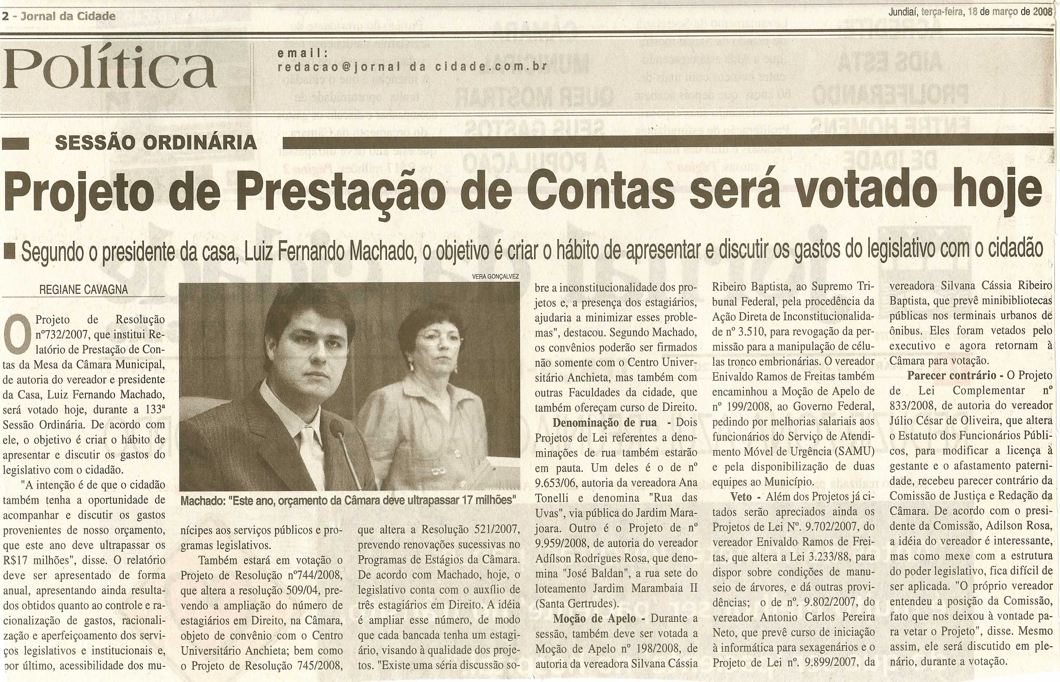 Jornal da Cidade - 18/03/2008