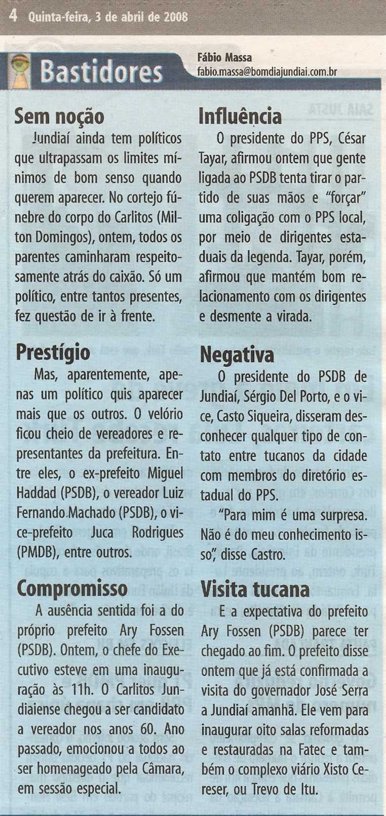 Bom Dia Jundiaí - 03/04/2008