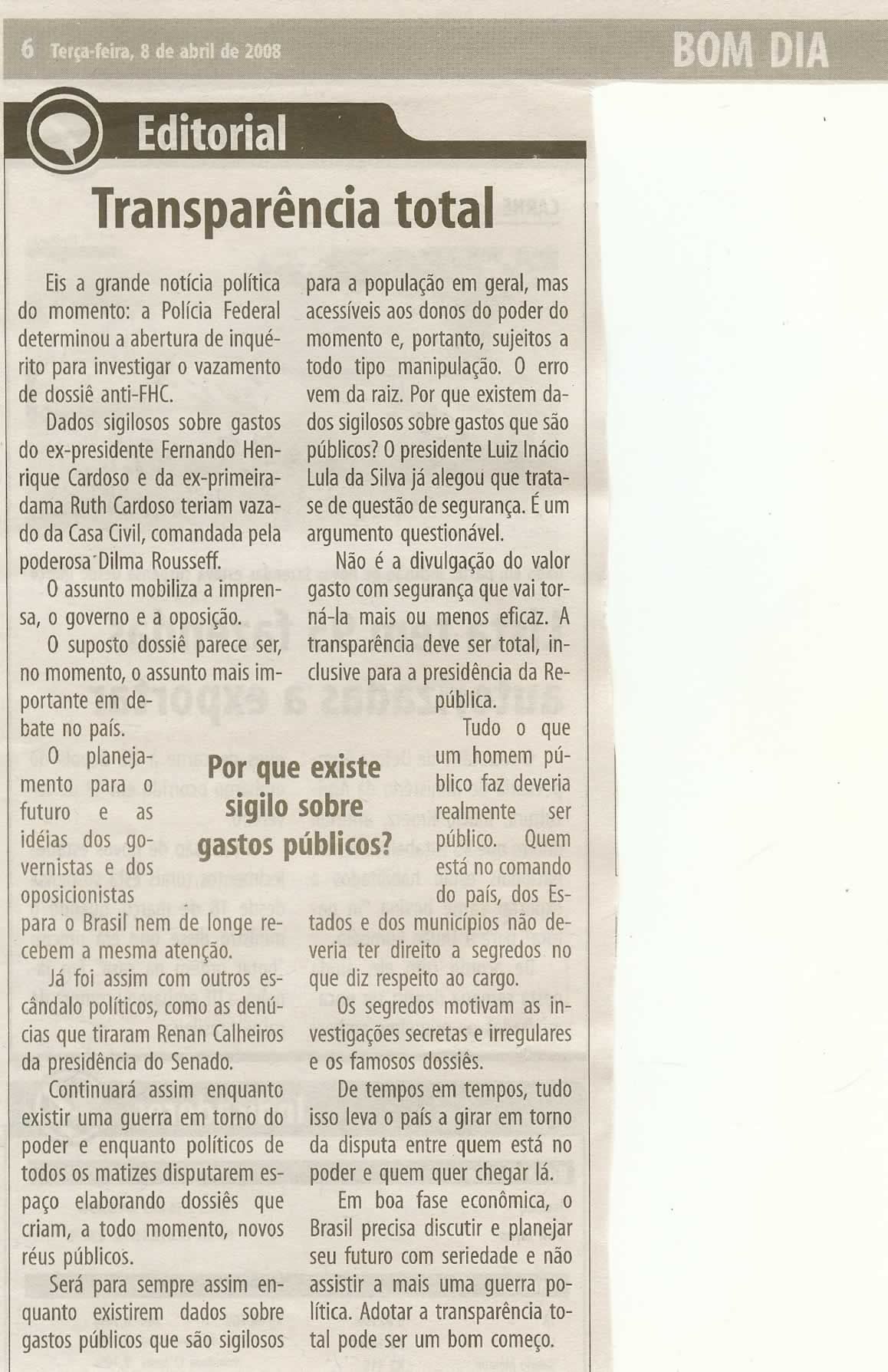 Bom Dia Jundiaí - 08/04/2008