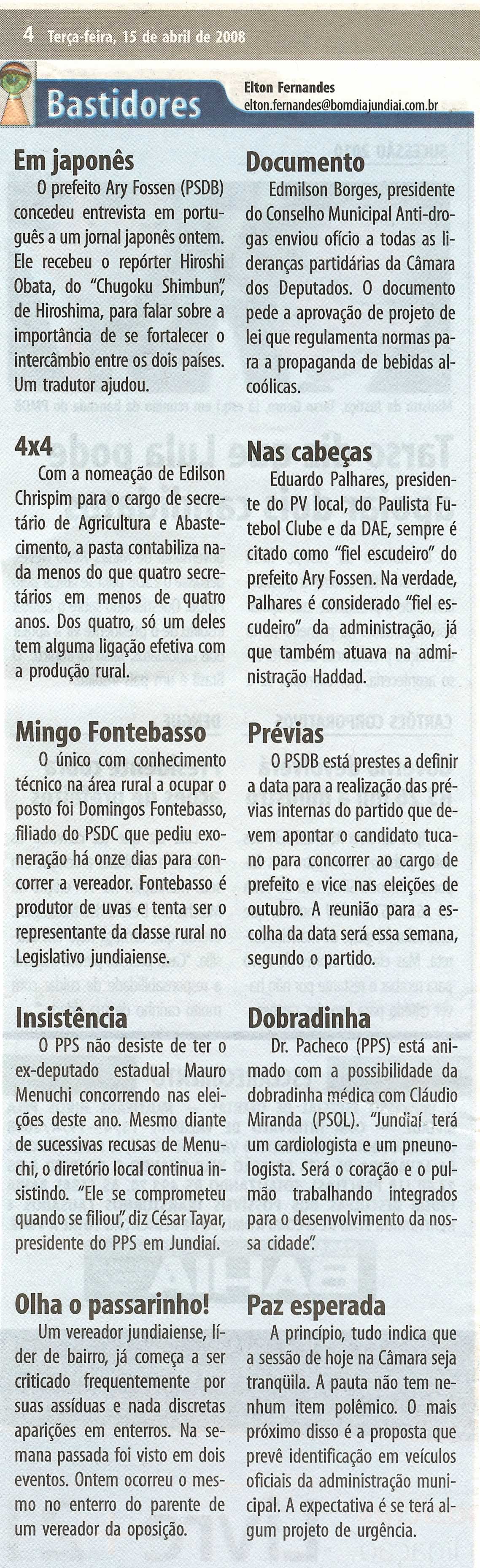 Bom Dia Jundiaí - 15/04/2008