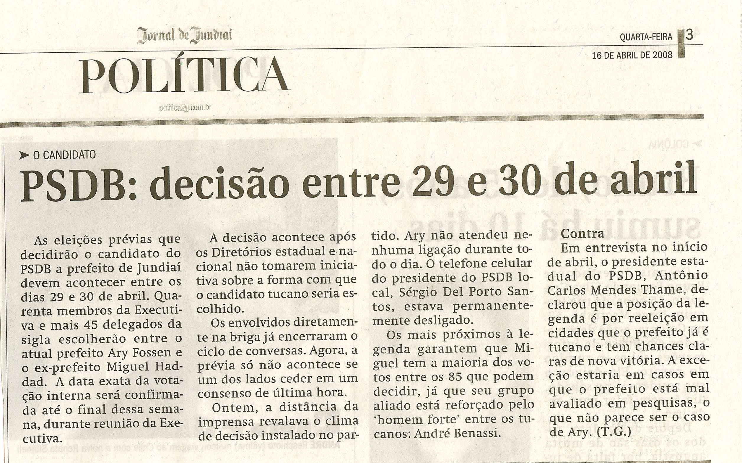 Jornal de Jundiaí - 16/04/2008