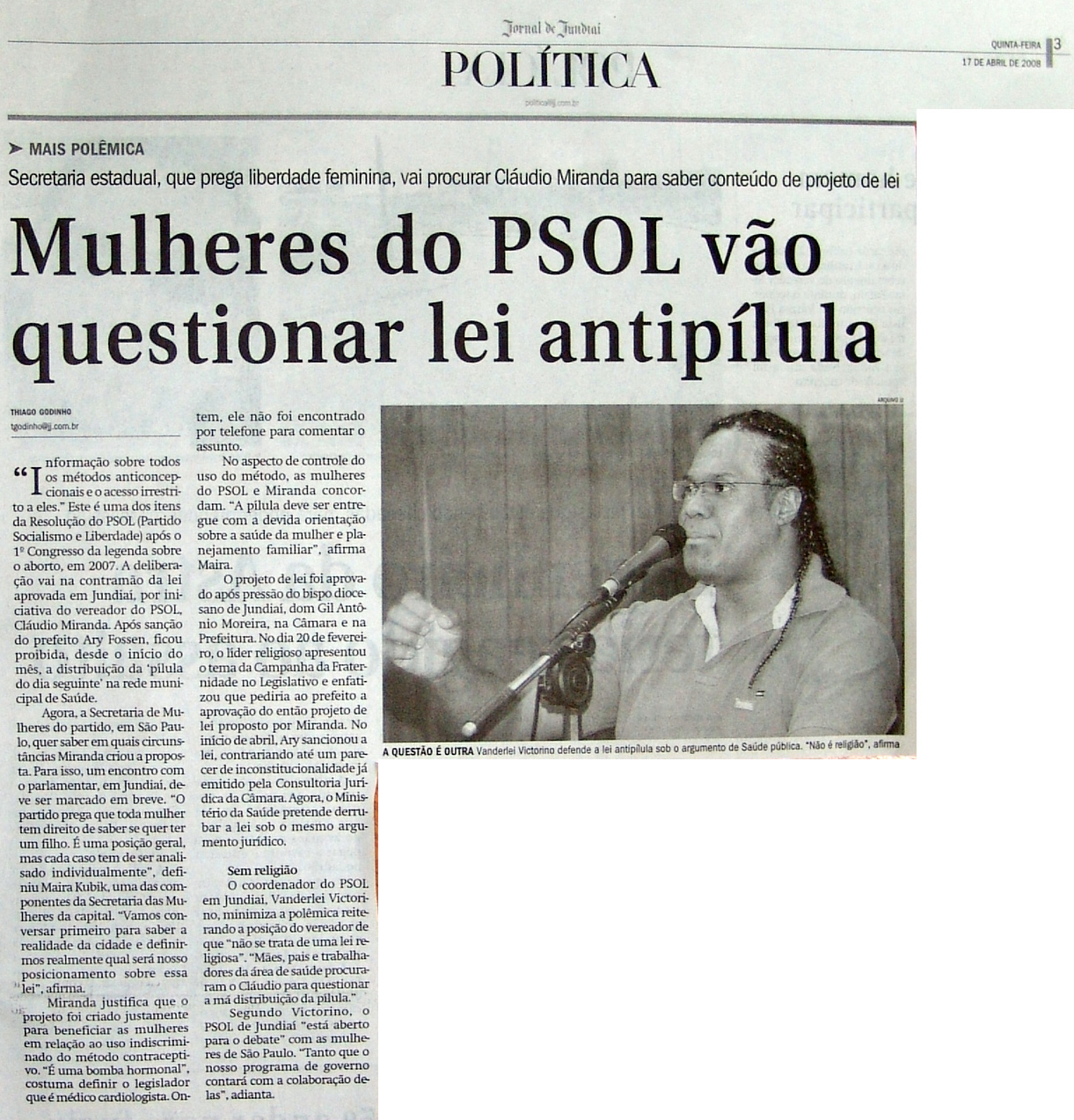 Jornal de Jundiaí - 17/04/2008