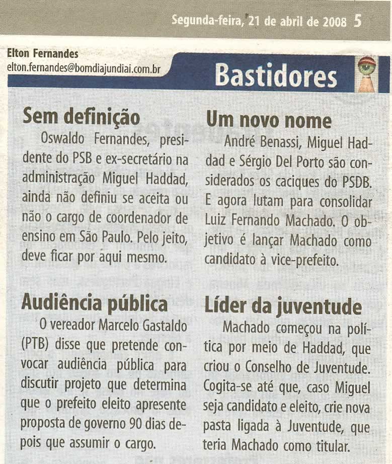 Bom Dia Jundiaí - 21/04/2008