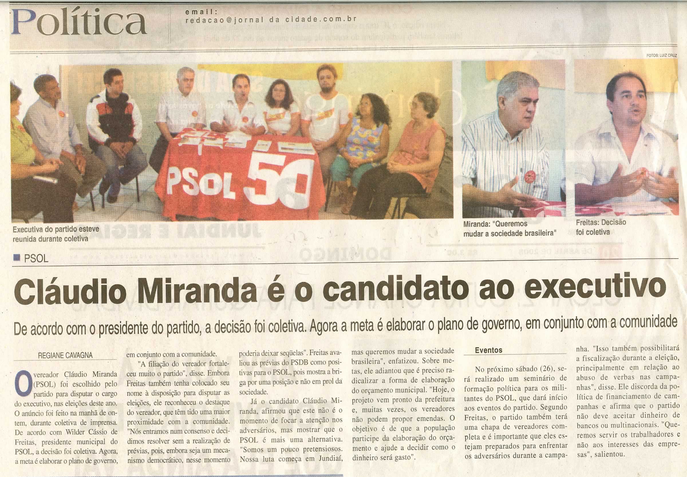Jornal da Cidade - 20/04/2008