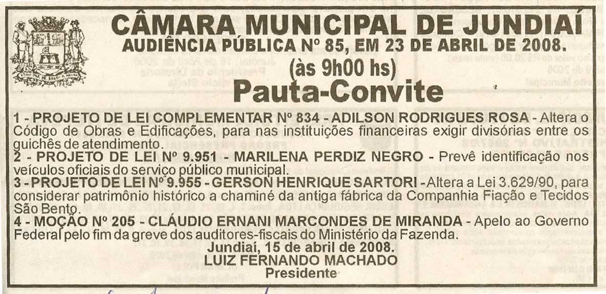 Jornal da Cidade - 19/04/2008