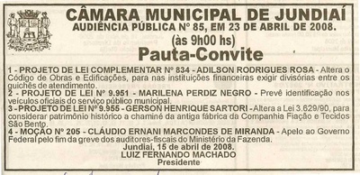 Jornal da Cidade - 19/04/2008