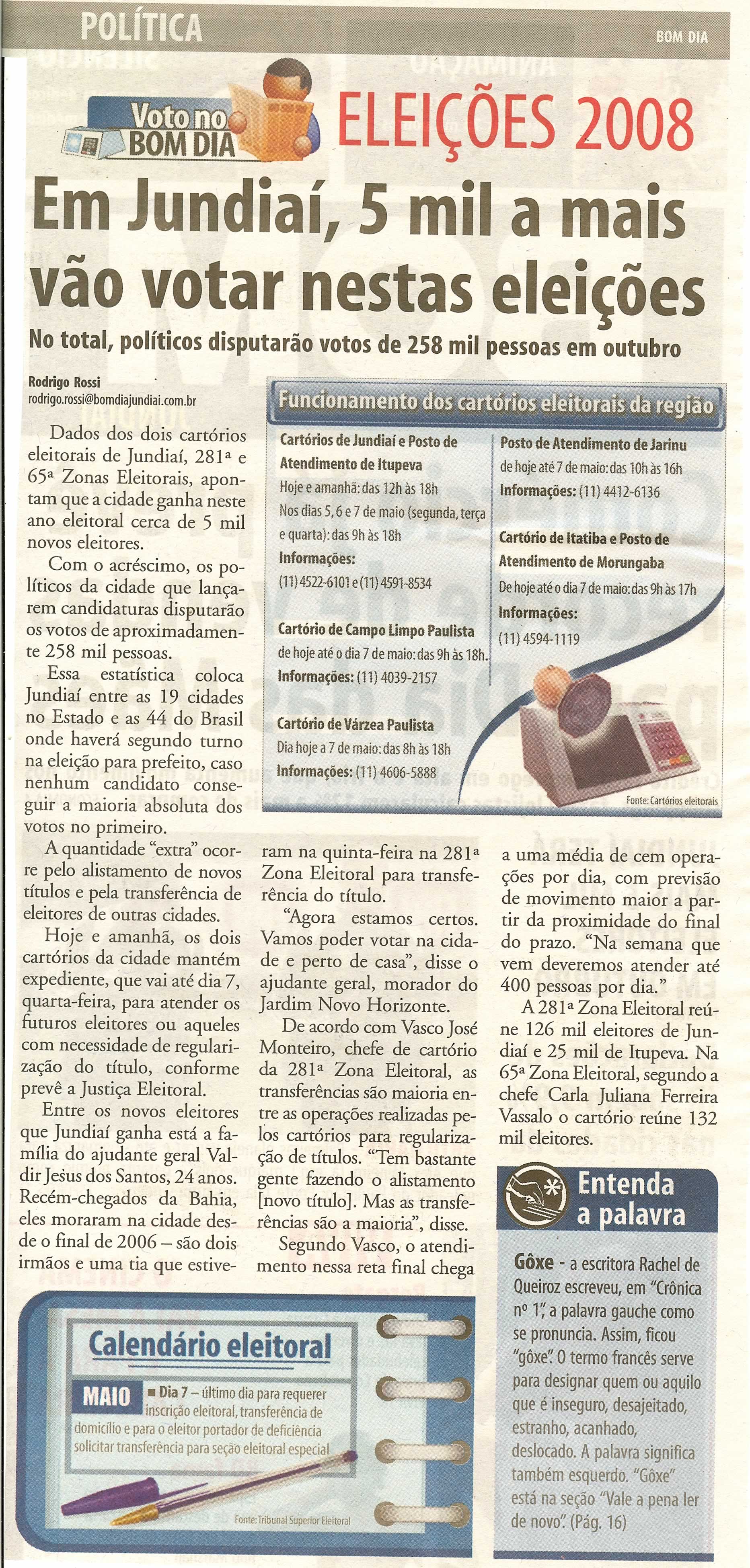 Bom Dia Jundiaí - 03/05/2008