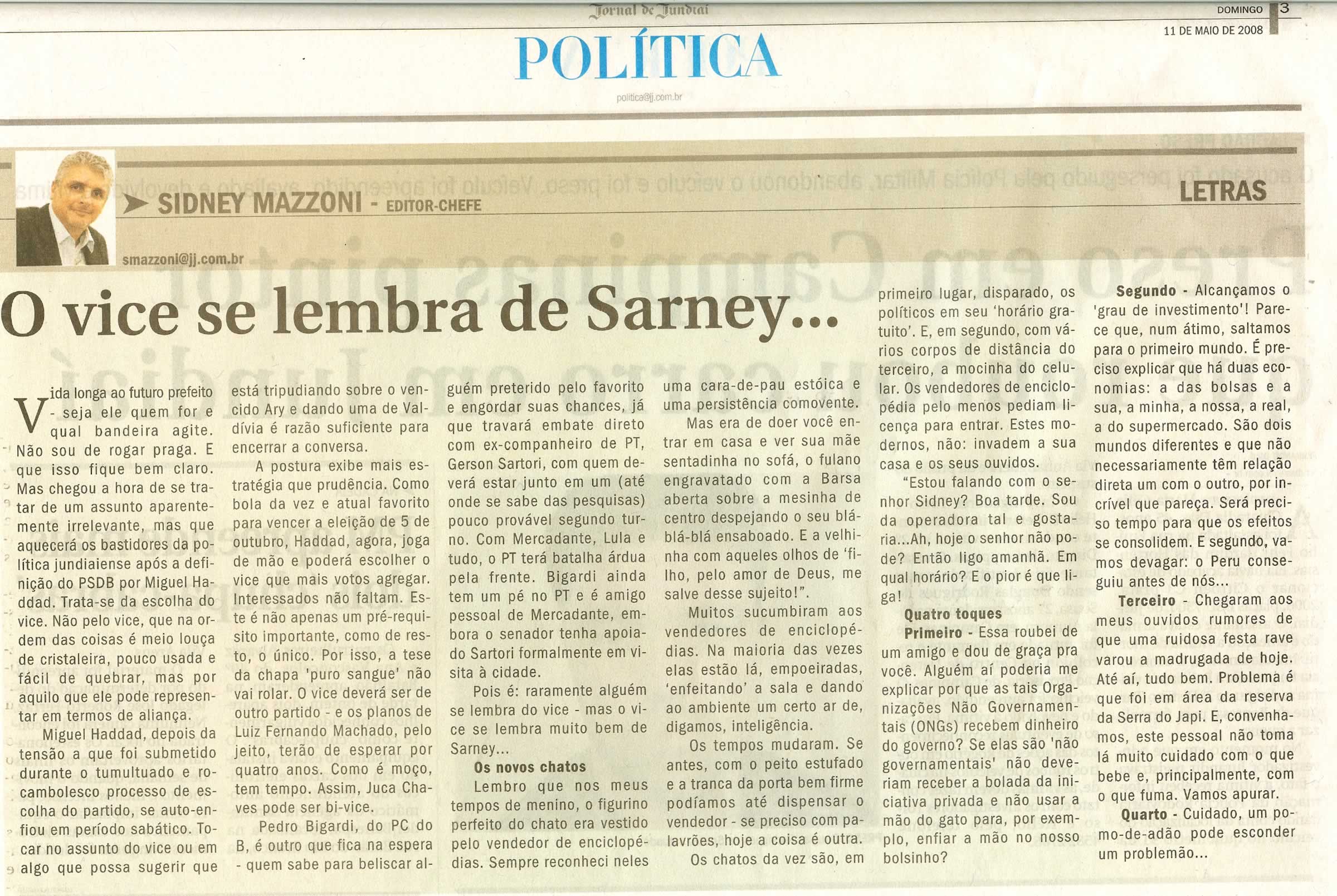 Jornal de Jundiaí - 11/05/2008