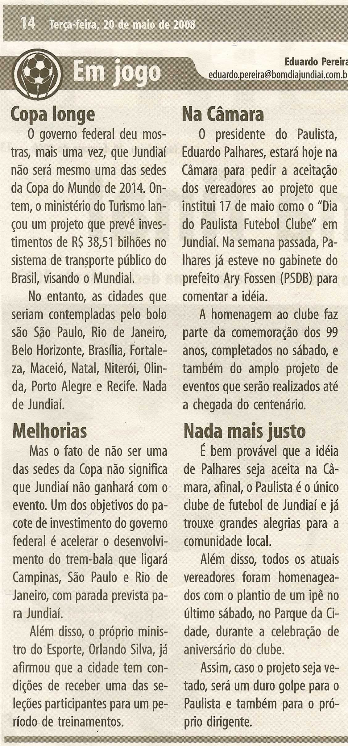 Bom Dia Jundiaí - 20/05/2008