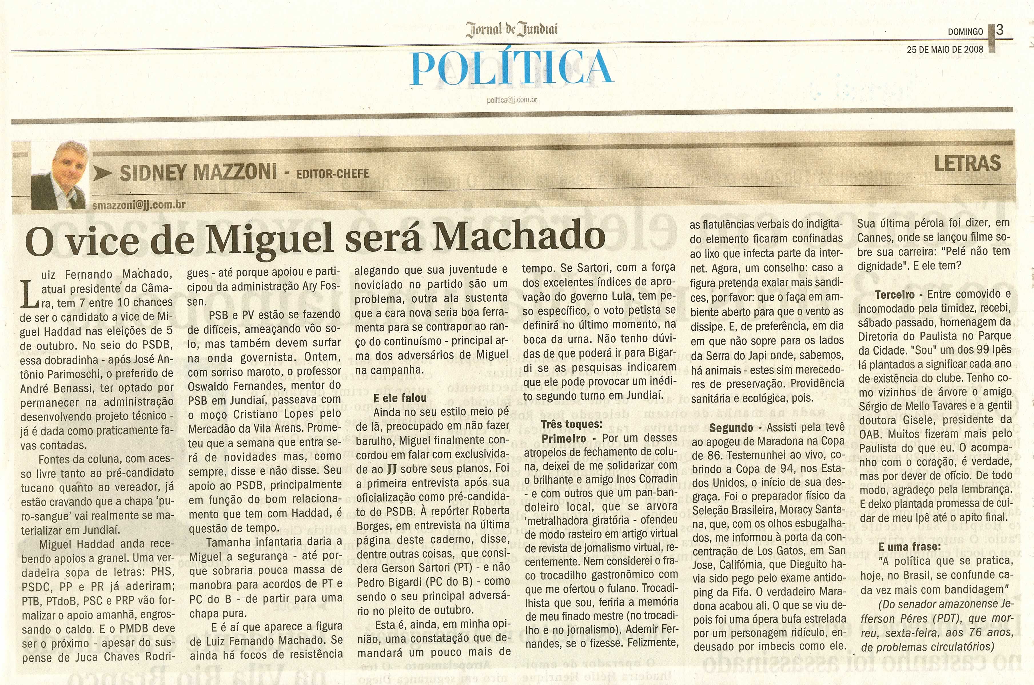 Jornal de Jundiaí - 25/05/2008