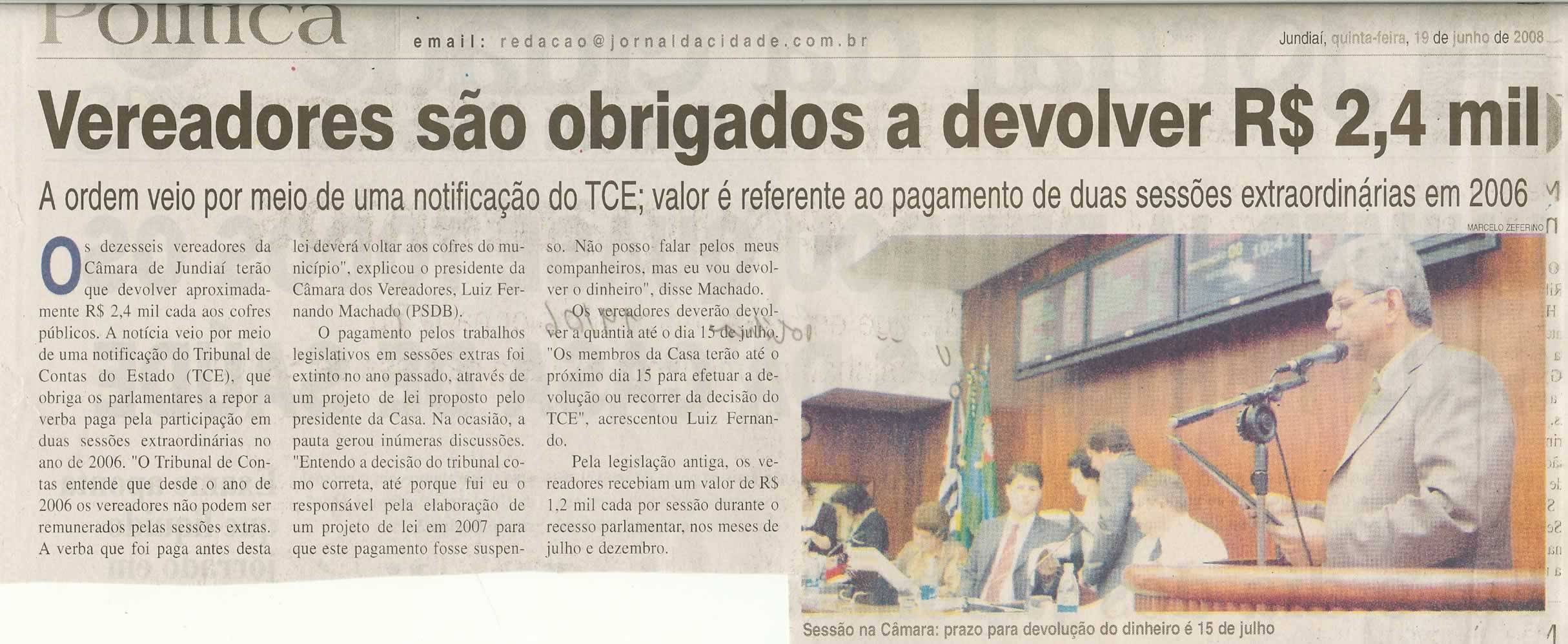 Jornal da Cidade - 19/06/2008