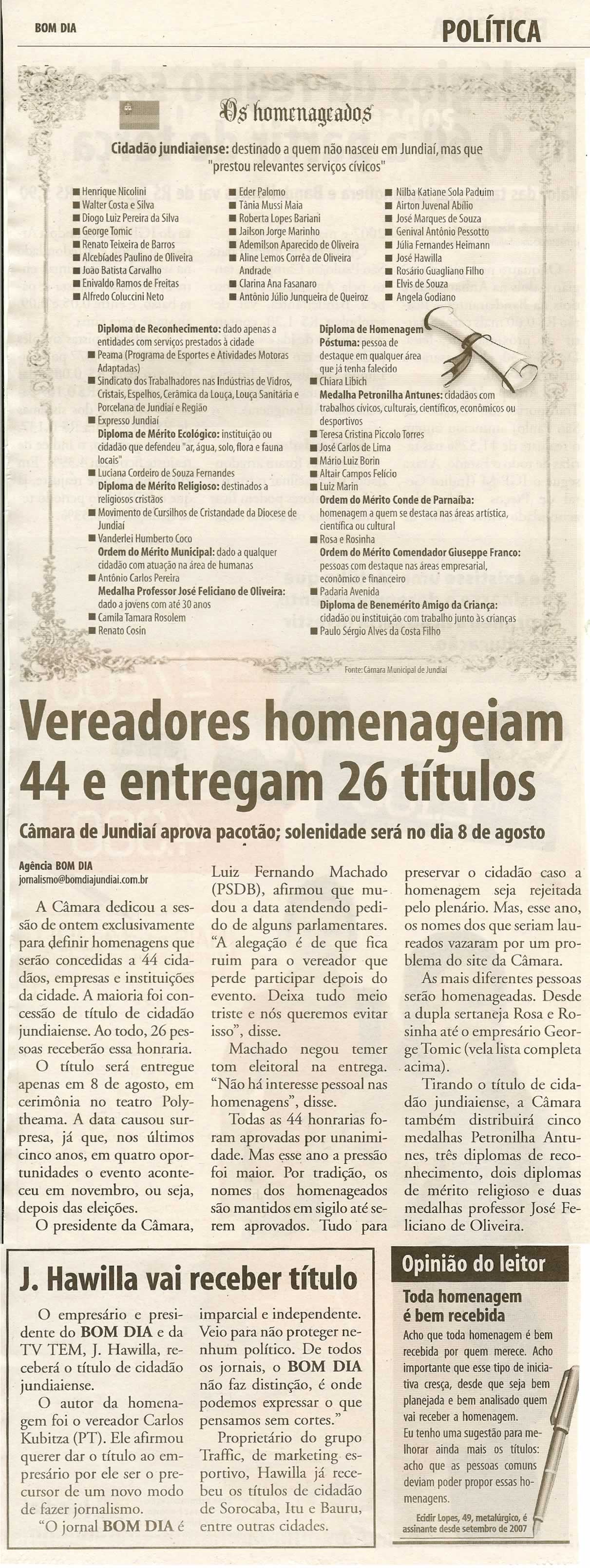 Bom Dia Jundiaí - 25/06/2008