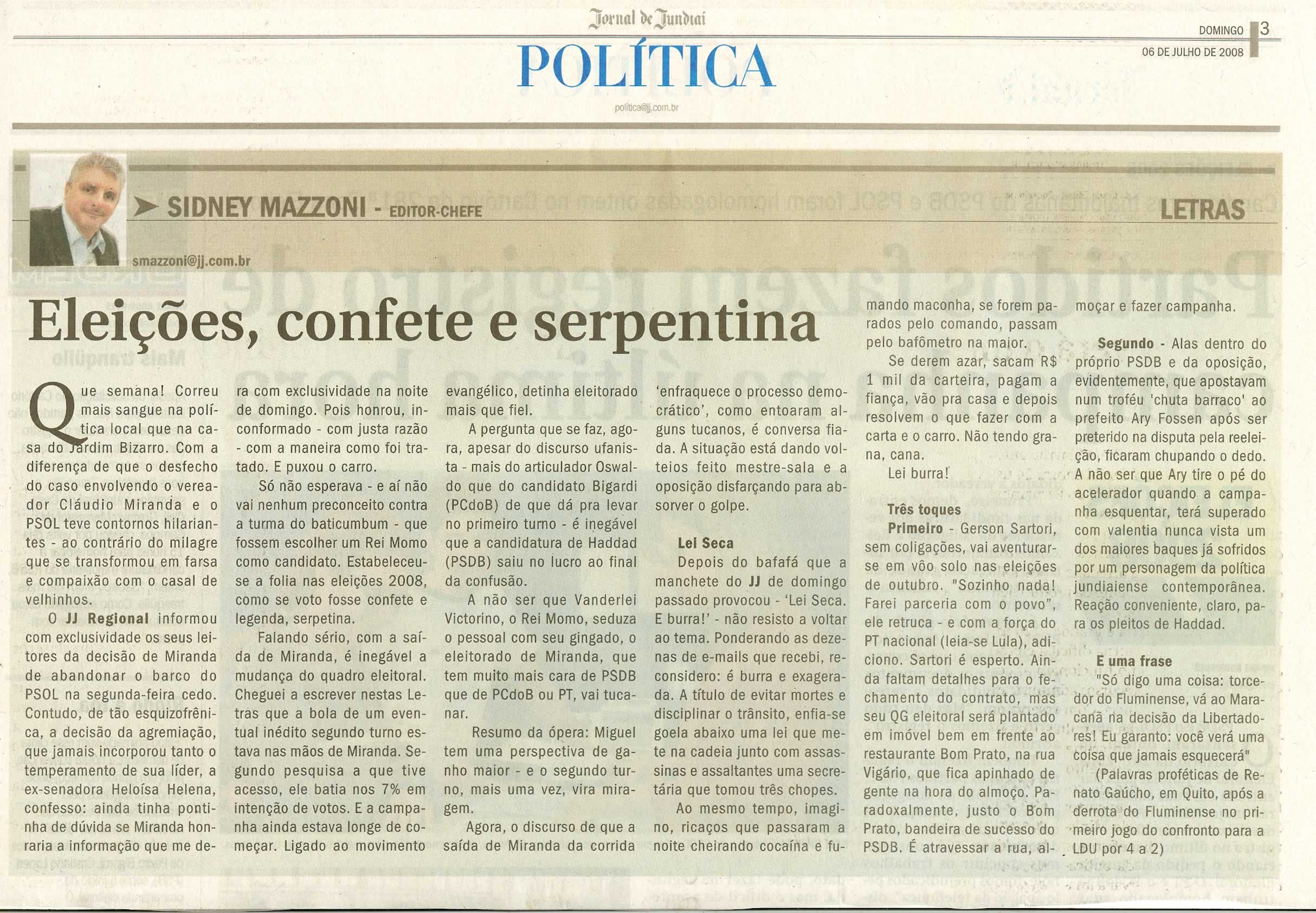 Jornal de Jundiaí - 06/07/2008