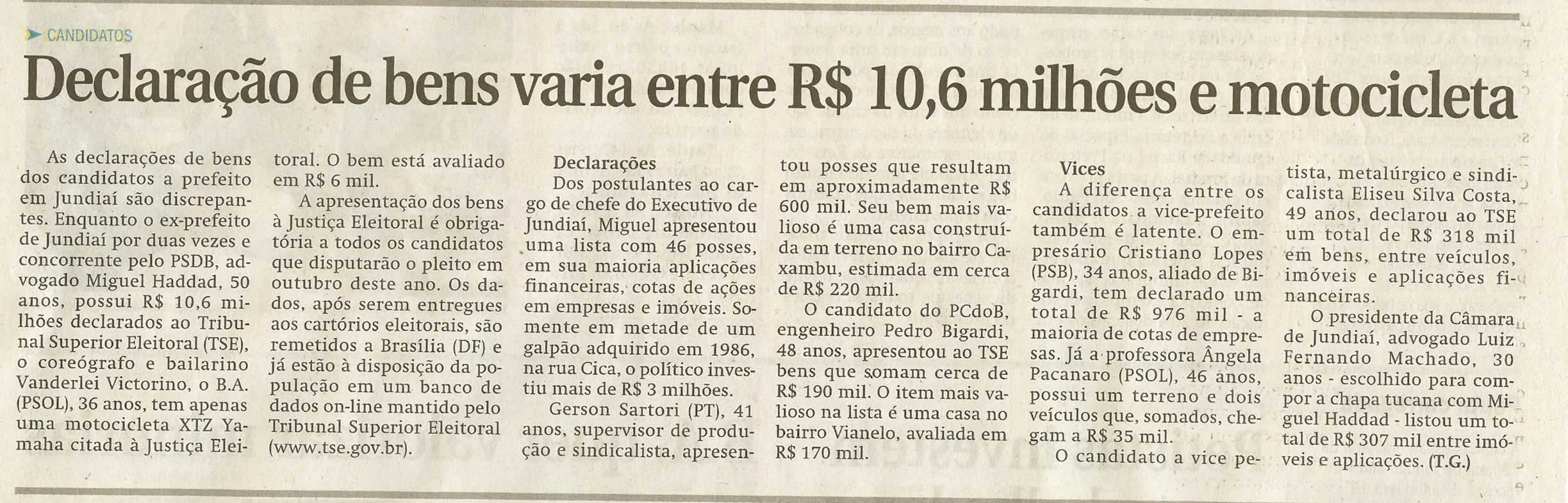 Jornal de Jundiaí - 12/07/2008