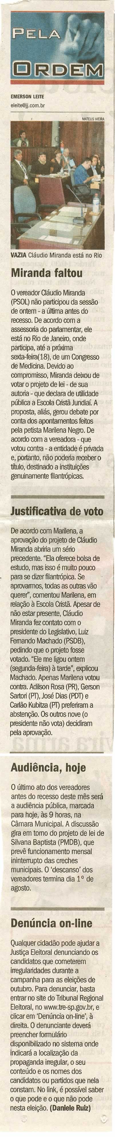 Jornal de Jundiaí - 16/07/2008