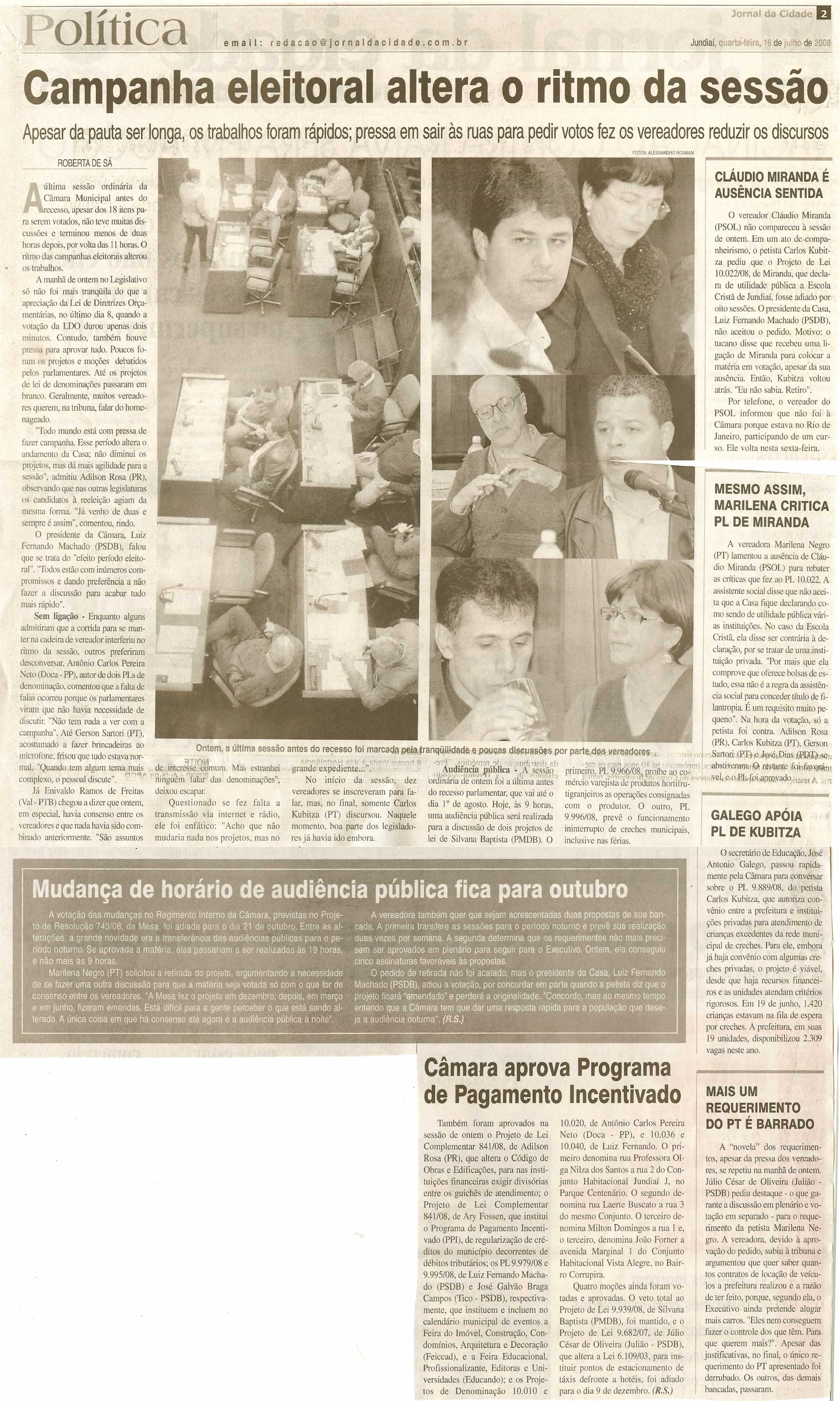 Jornal da Cidade - 16/07/2008