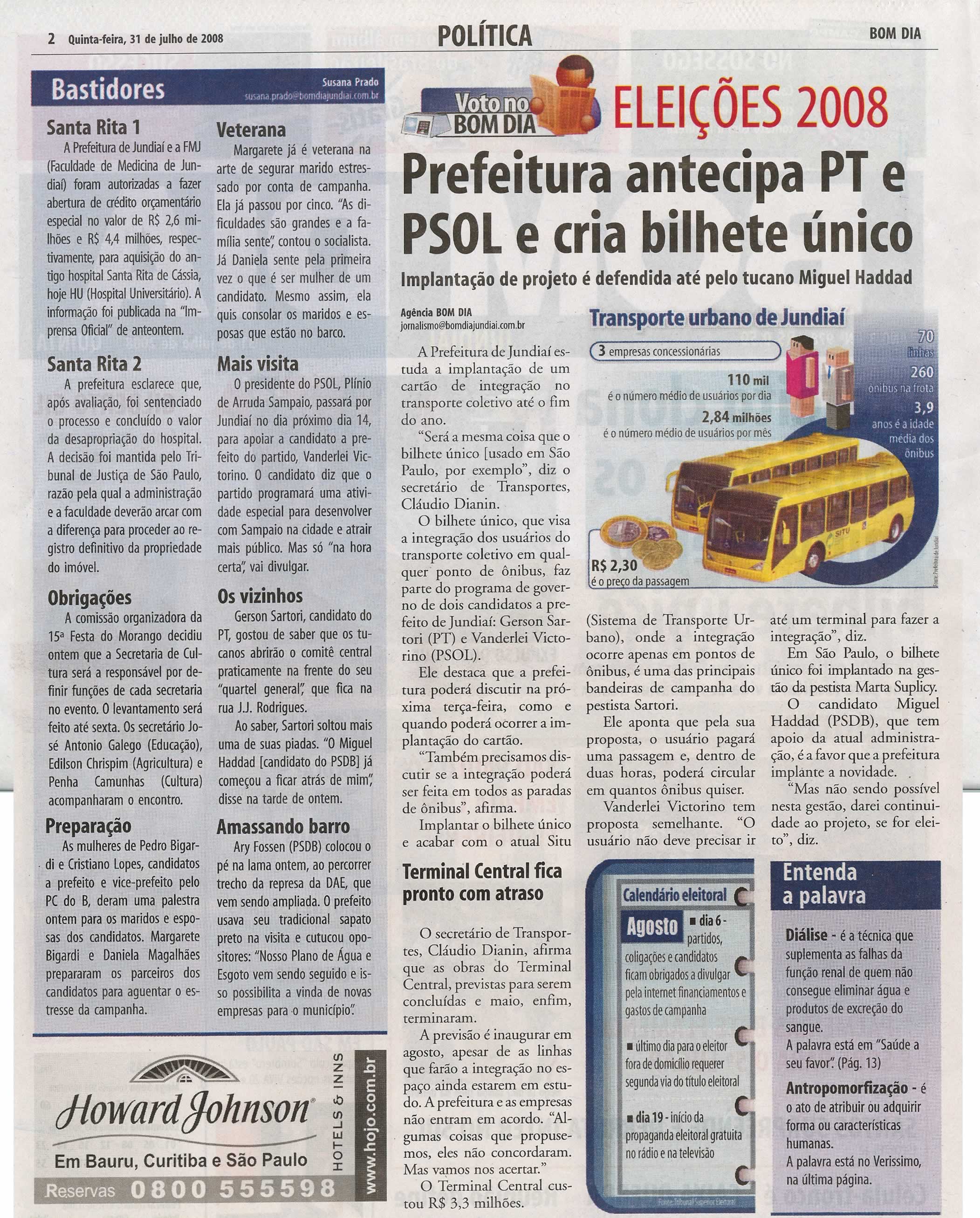 Bom Dia Jundiaí - 31/07/2008