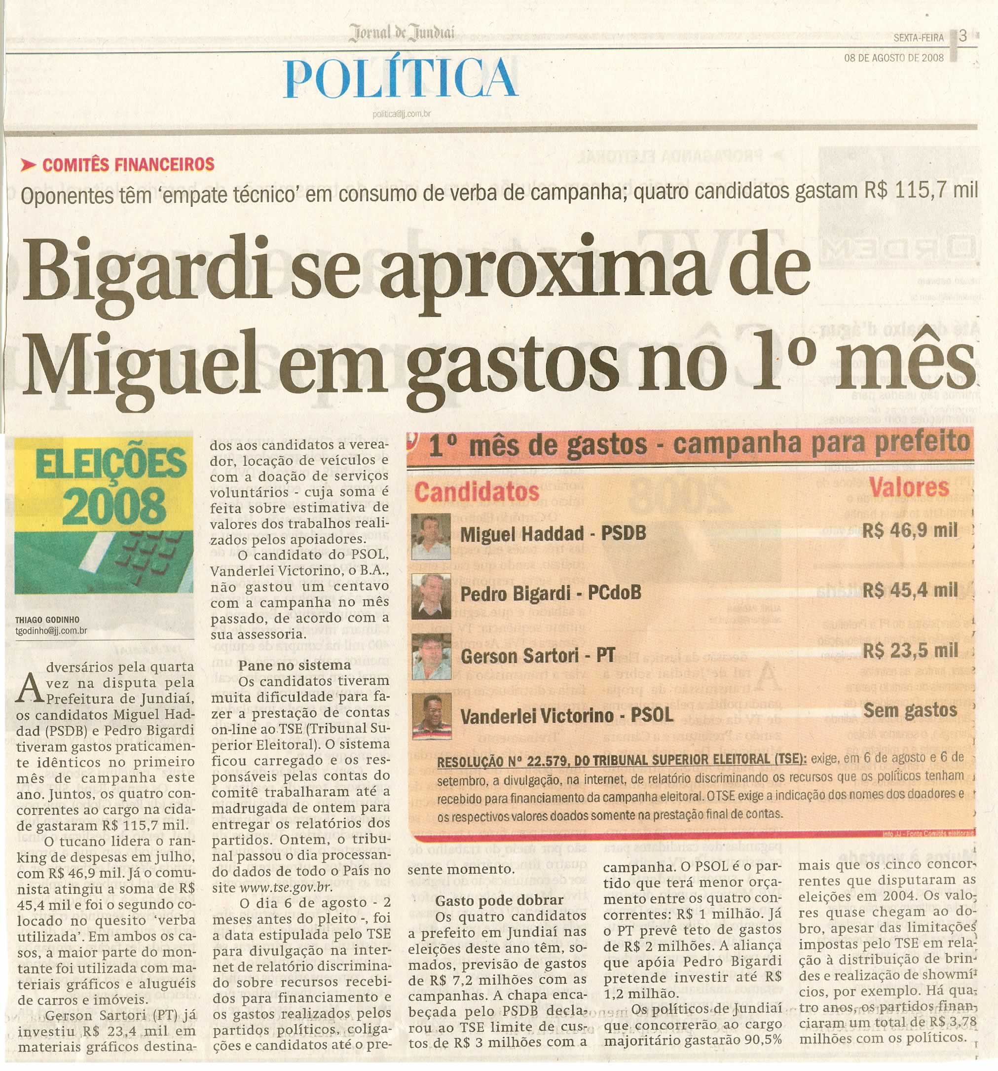 Jornal de Jundiaí - 08/08/2008