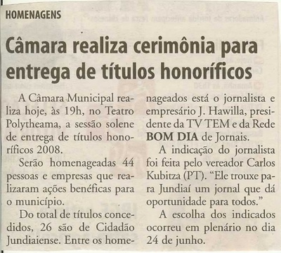 Bom Dia Jundiaí - 08/08/2008