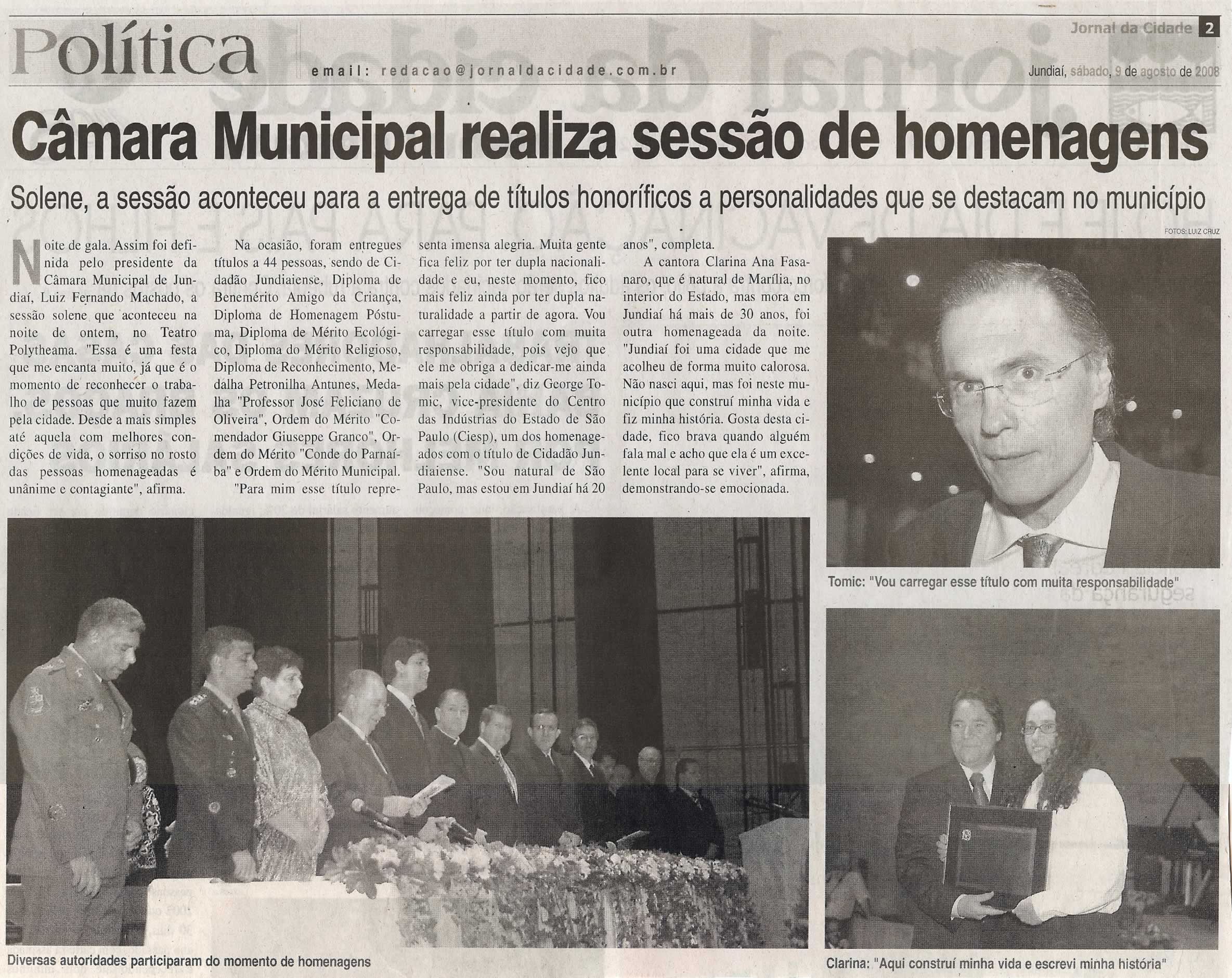 Jornal da Cidade - 09/08/2008