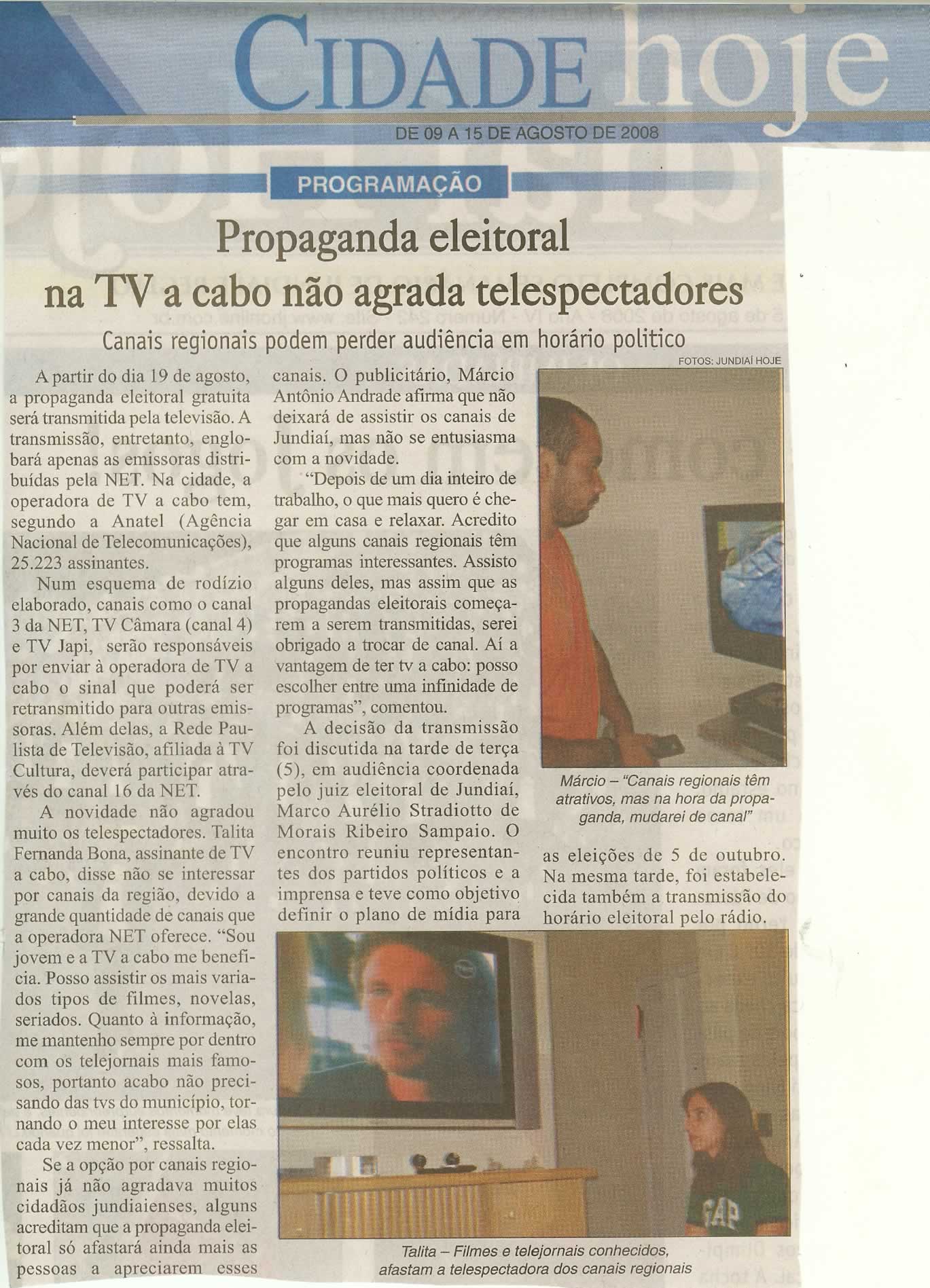 Jundiaí Hoje - 09/08/2008