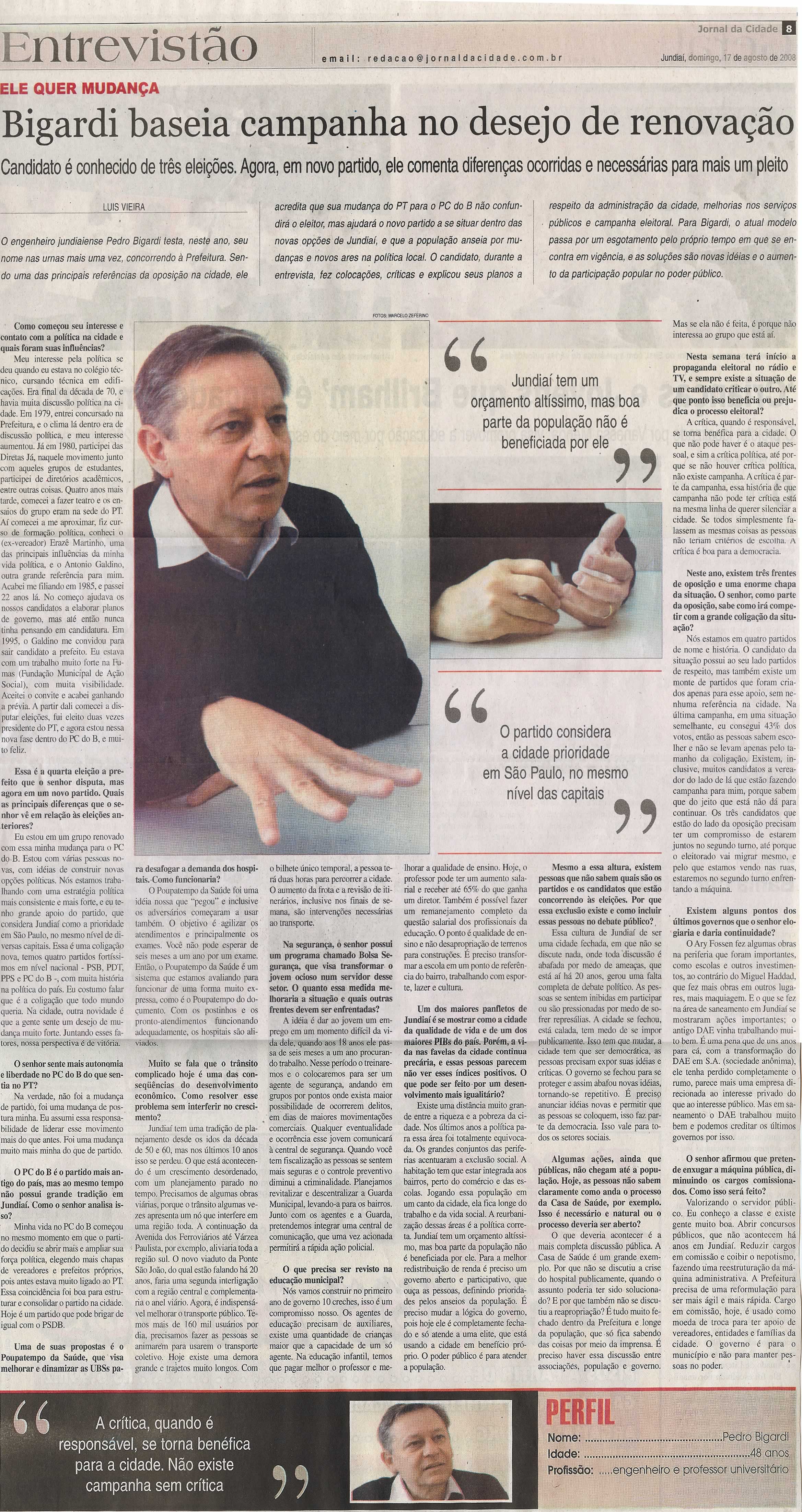 Jornal da Cidade - 17/08/2008