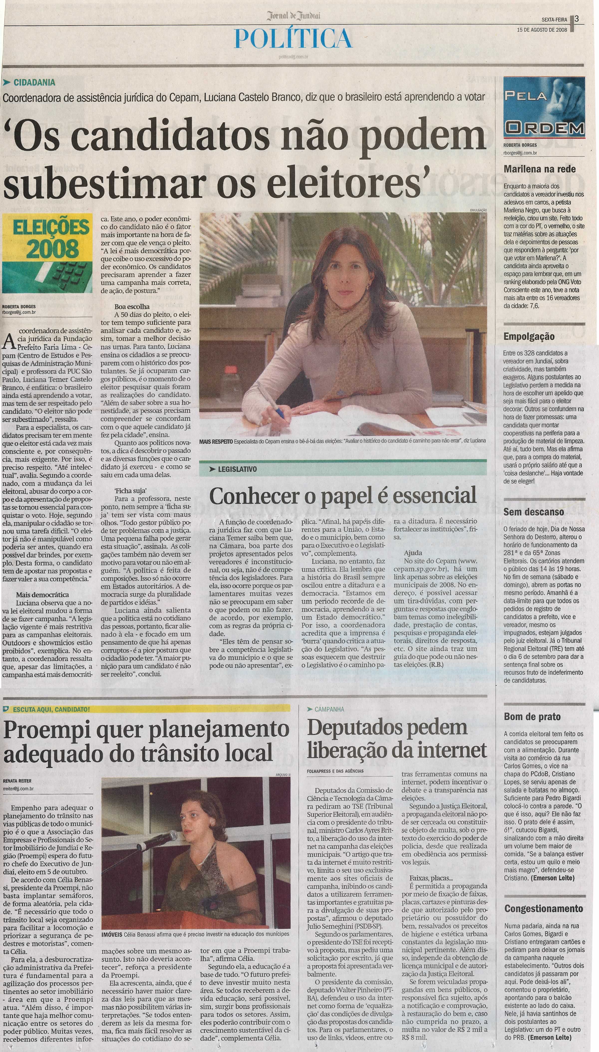 Jornal de Jundiaí - 15/08/2008