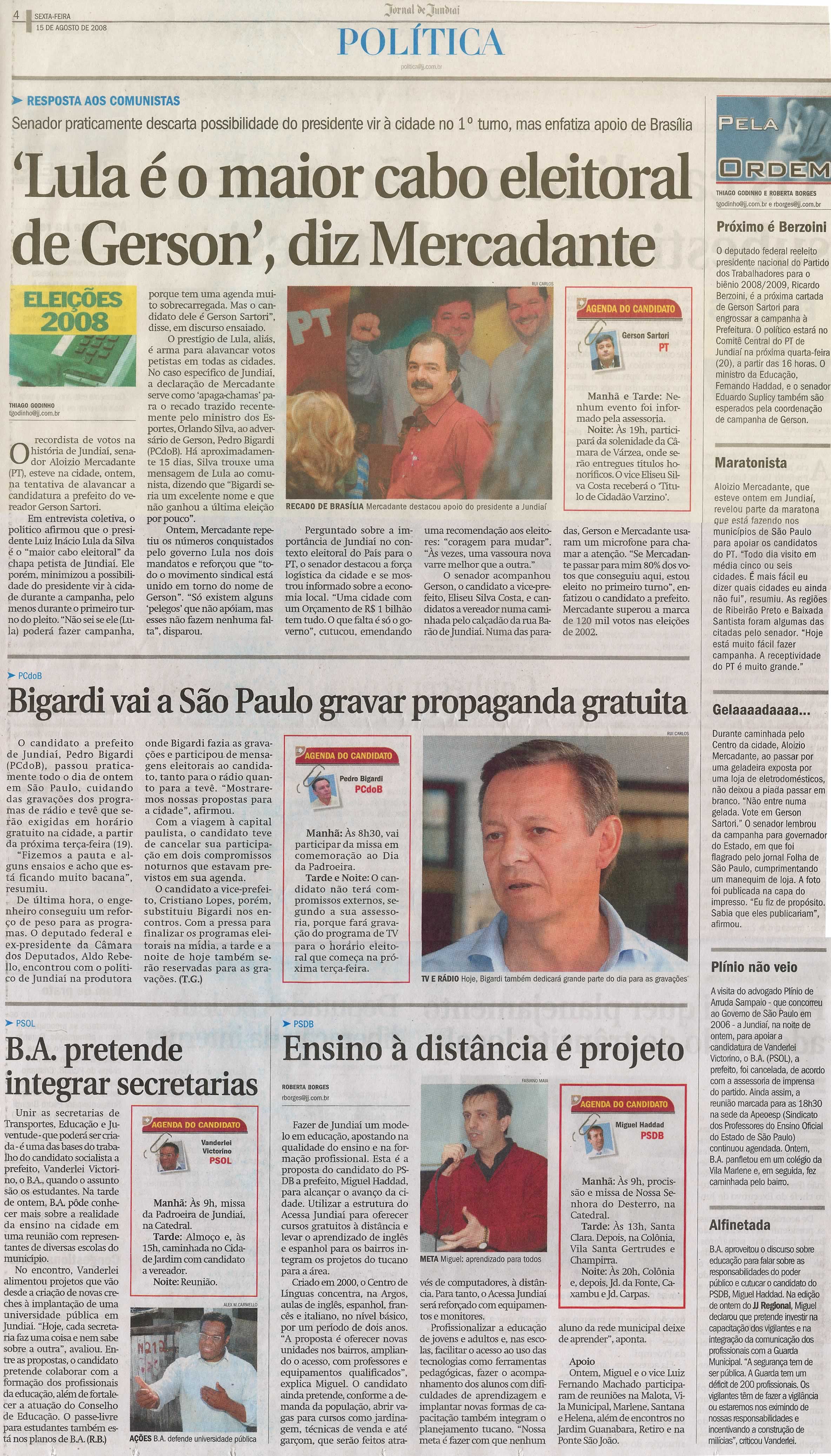 Jornal de Jundiaí - 15/08/2008