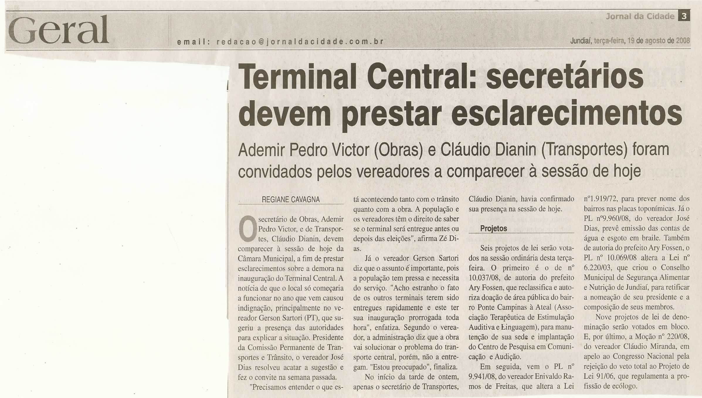 Jornal da Cidade - 19/08/2008