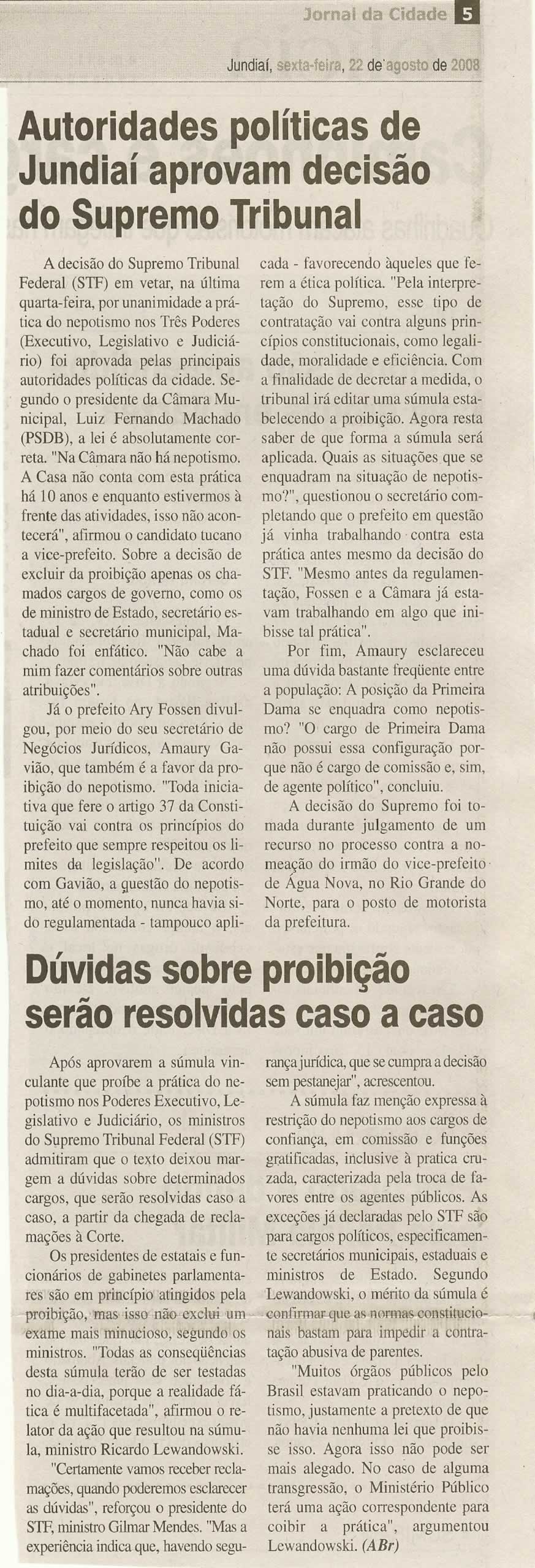 Jornal da Cidade - 22/08/2008