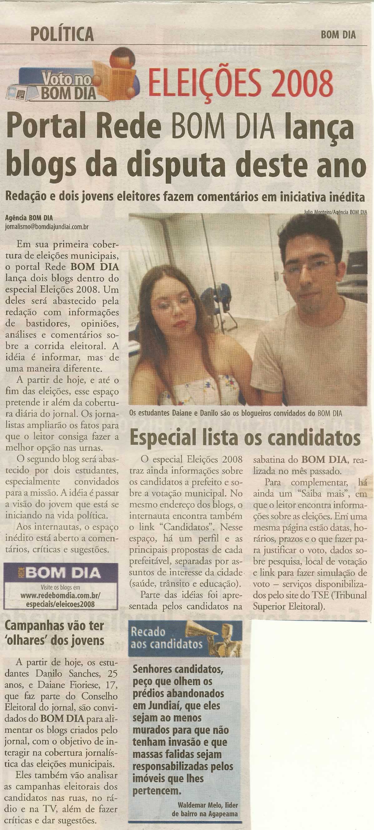 Bom Dia Jundiaí - 22/08/2008