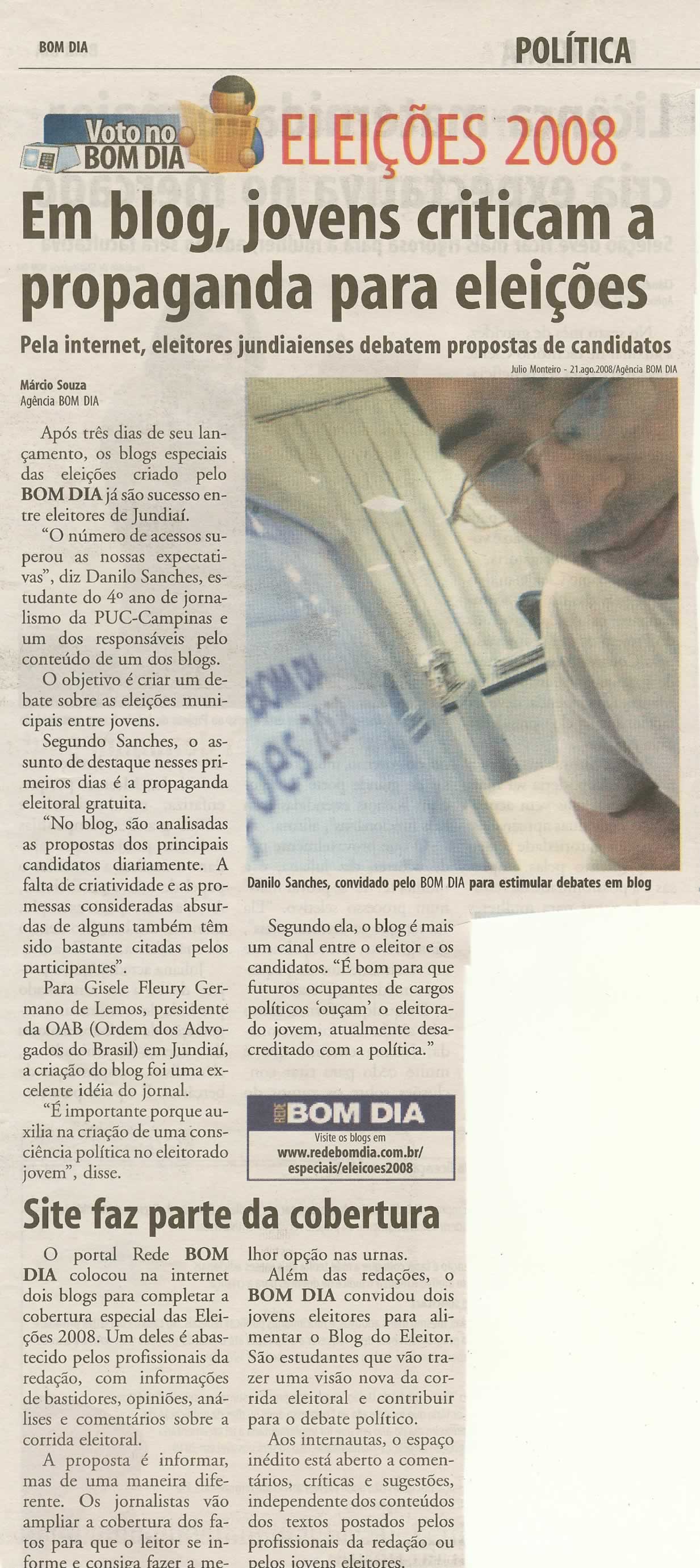 Bom Dia Jundiaí - 25/08/2008