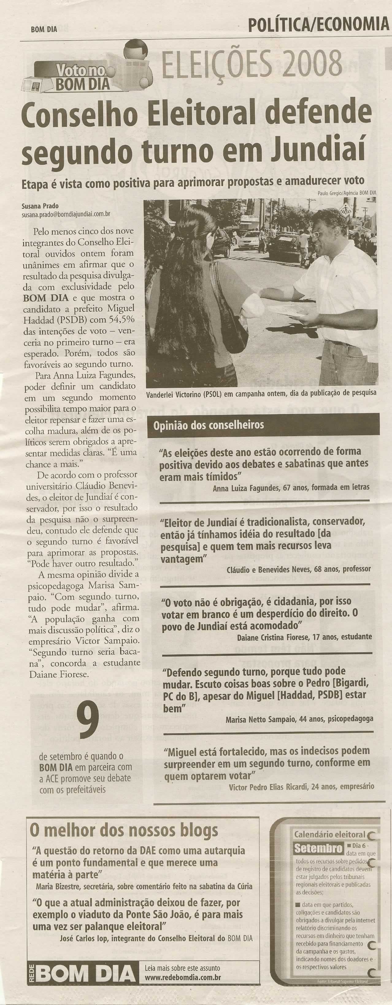 Bom Dia Jundiaí - 01/09/2008