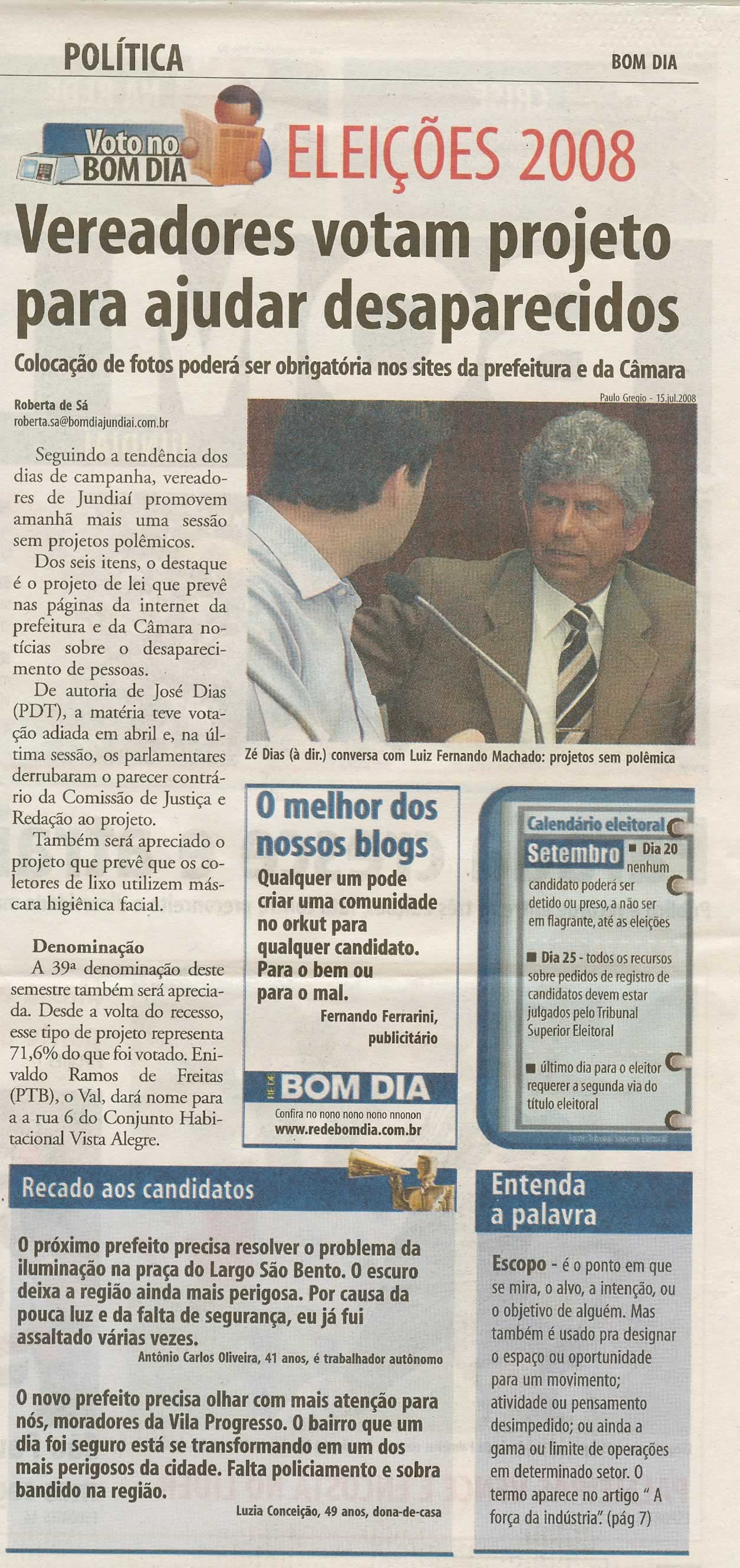 Bom Dia Jundiaí - 15/09/2008