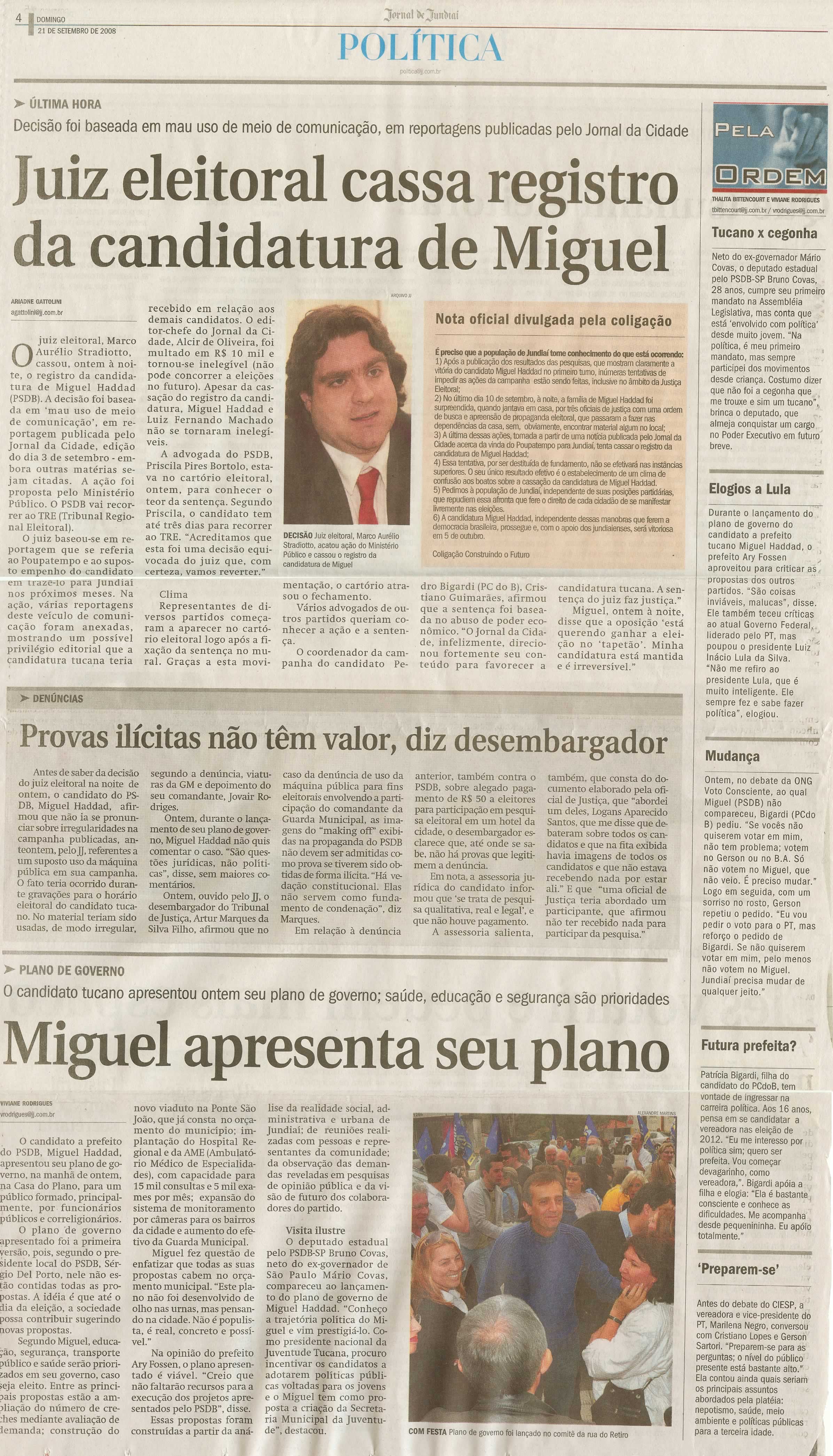 Jornal de Jundiaí - 21/09/2008