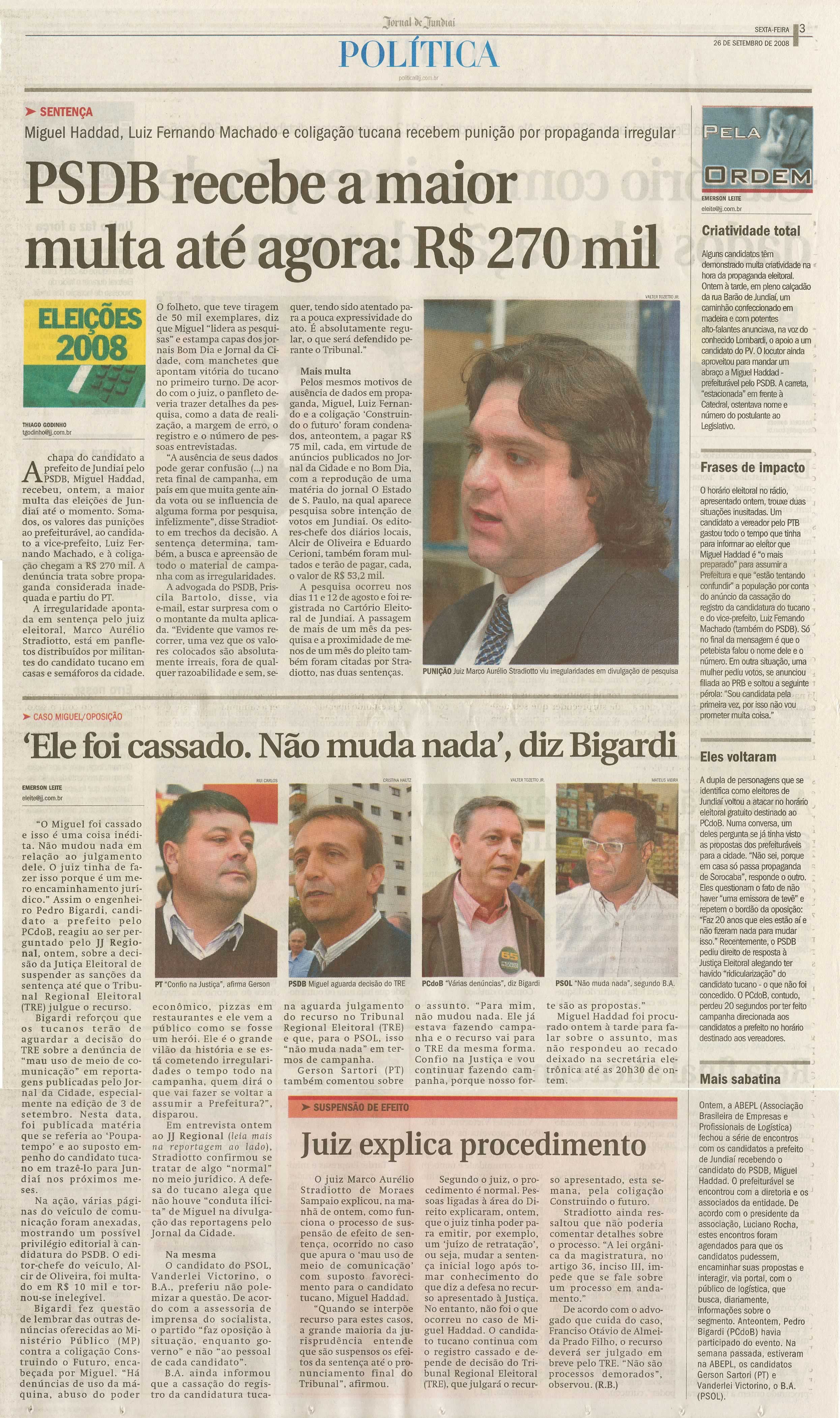 Jornal de Jundiaí - 26/09/2008