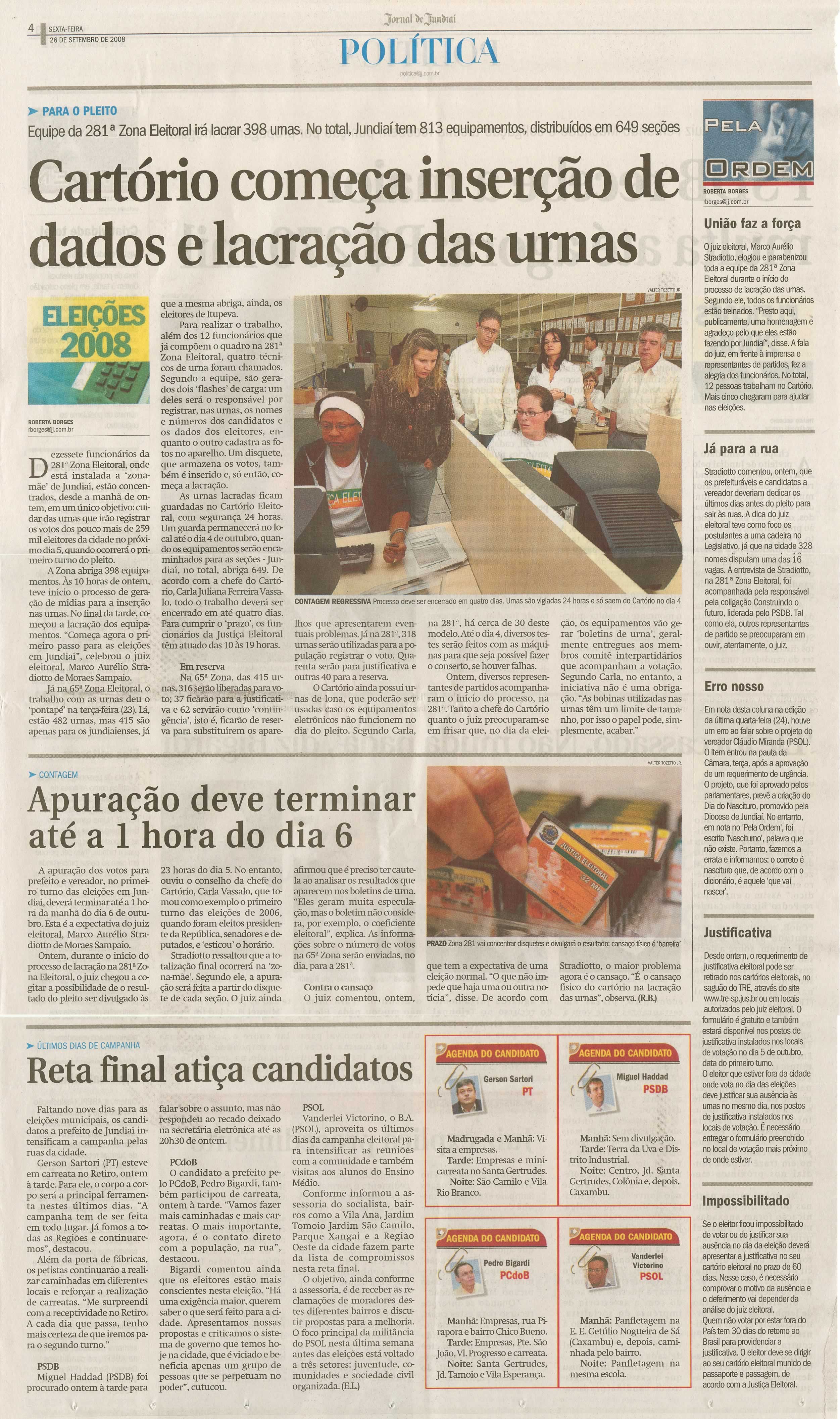 Jornal de Jundiaí - 26/09/2008