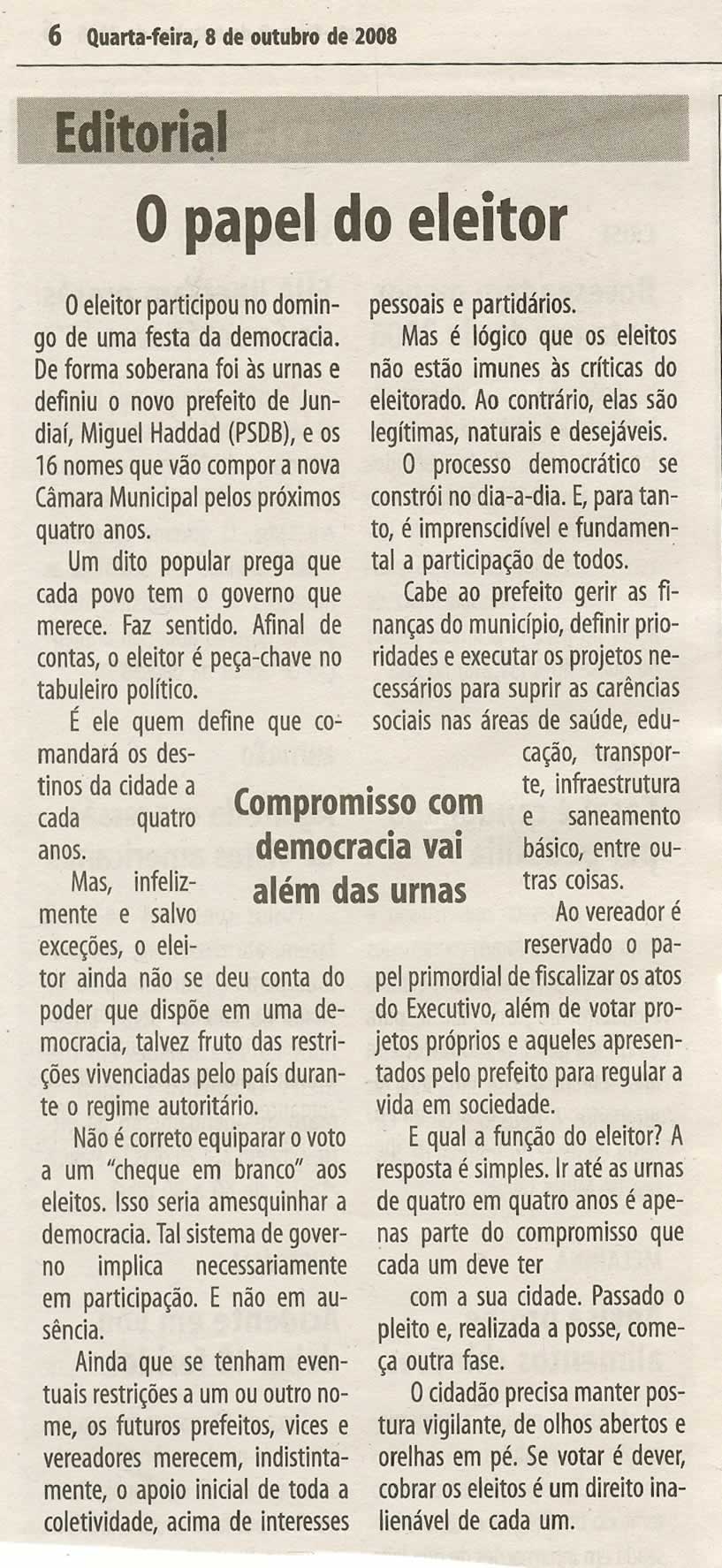Bom Dia Jundiaí - 08/10/2008