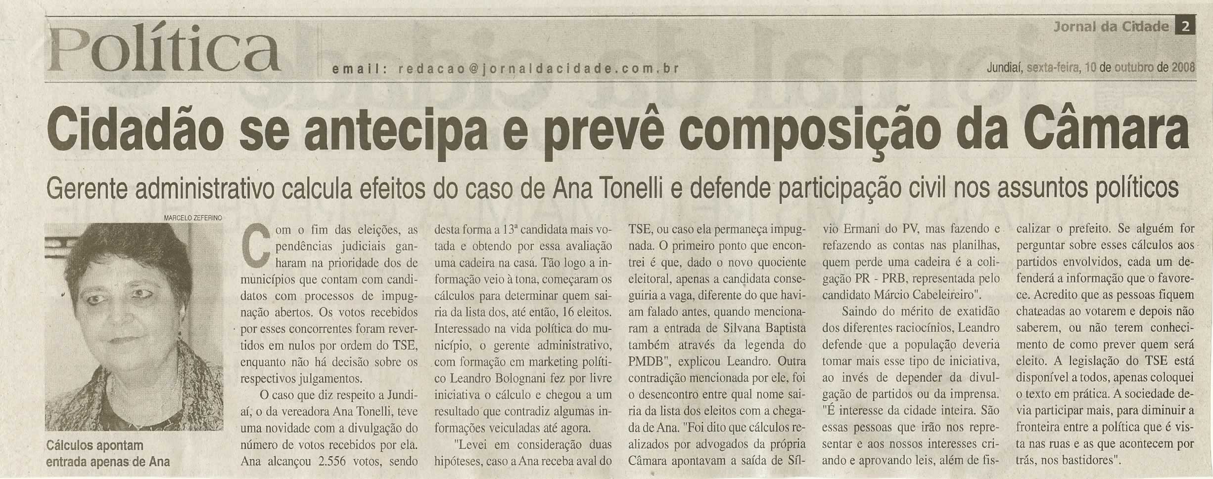 Jornal da Cidade - 10/10/2008
