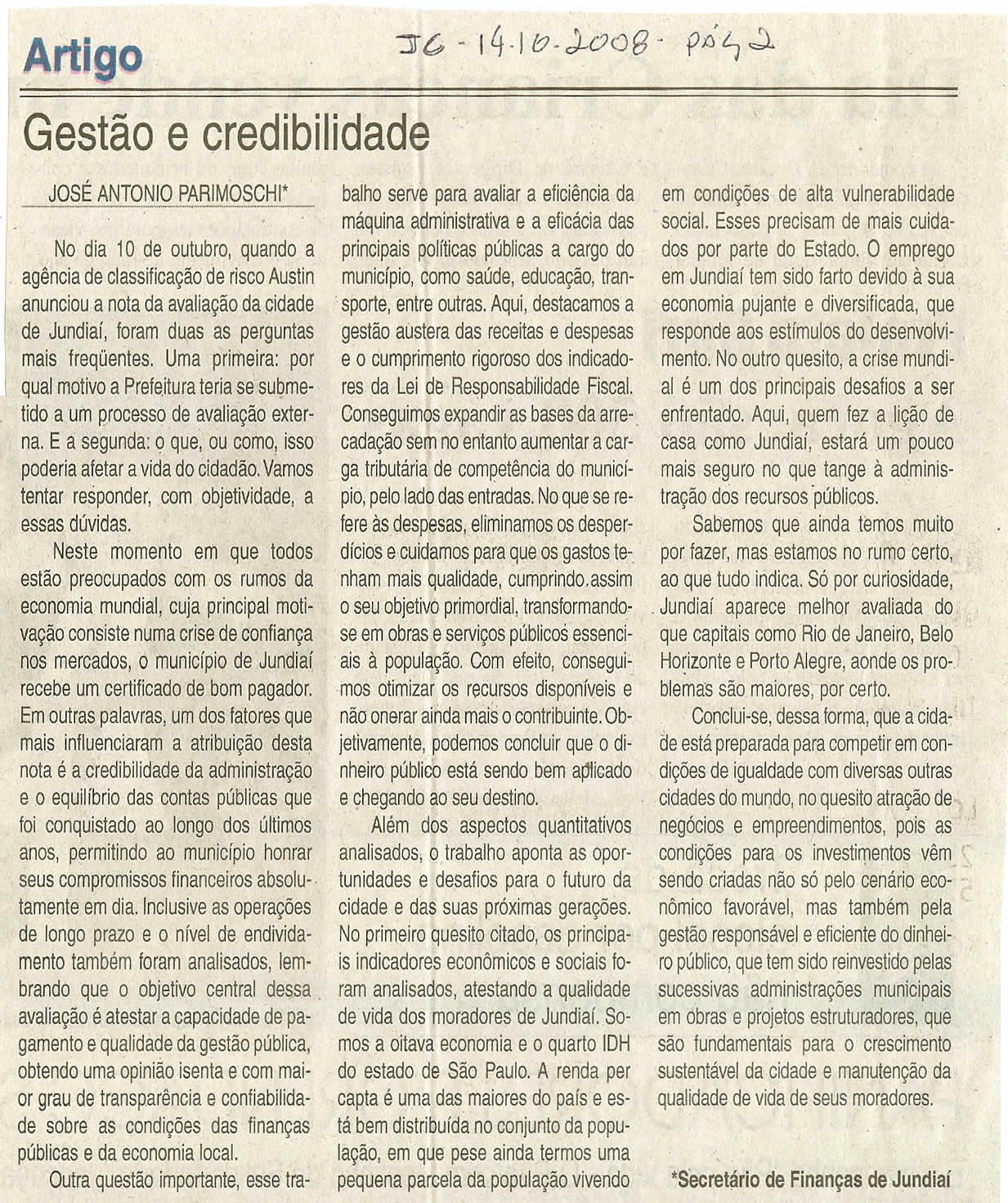 Jornal da Cidade - 14/10/2008