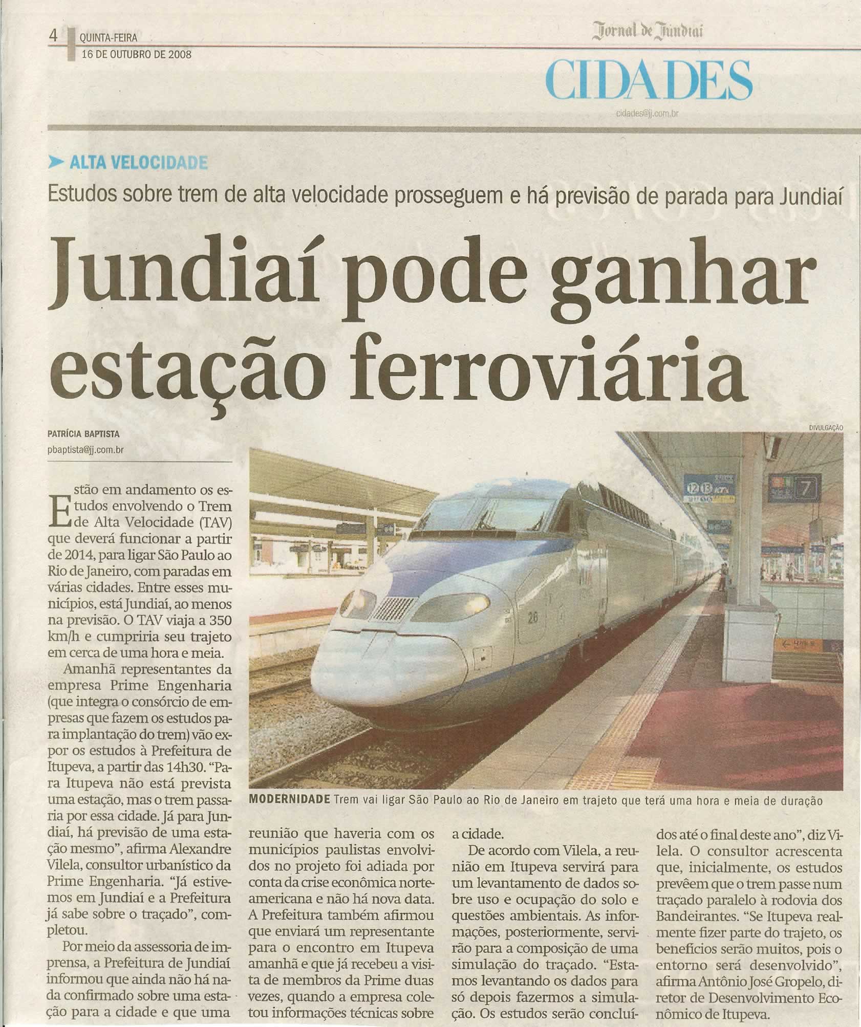 Jornal de Jundiaí - 16/10/2008