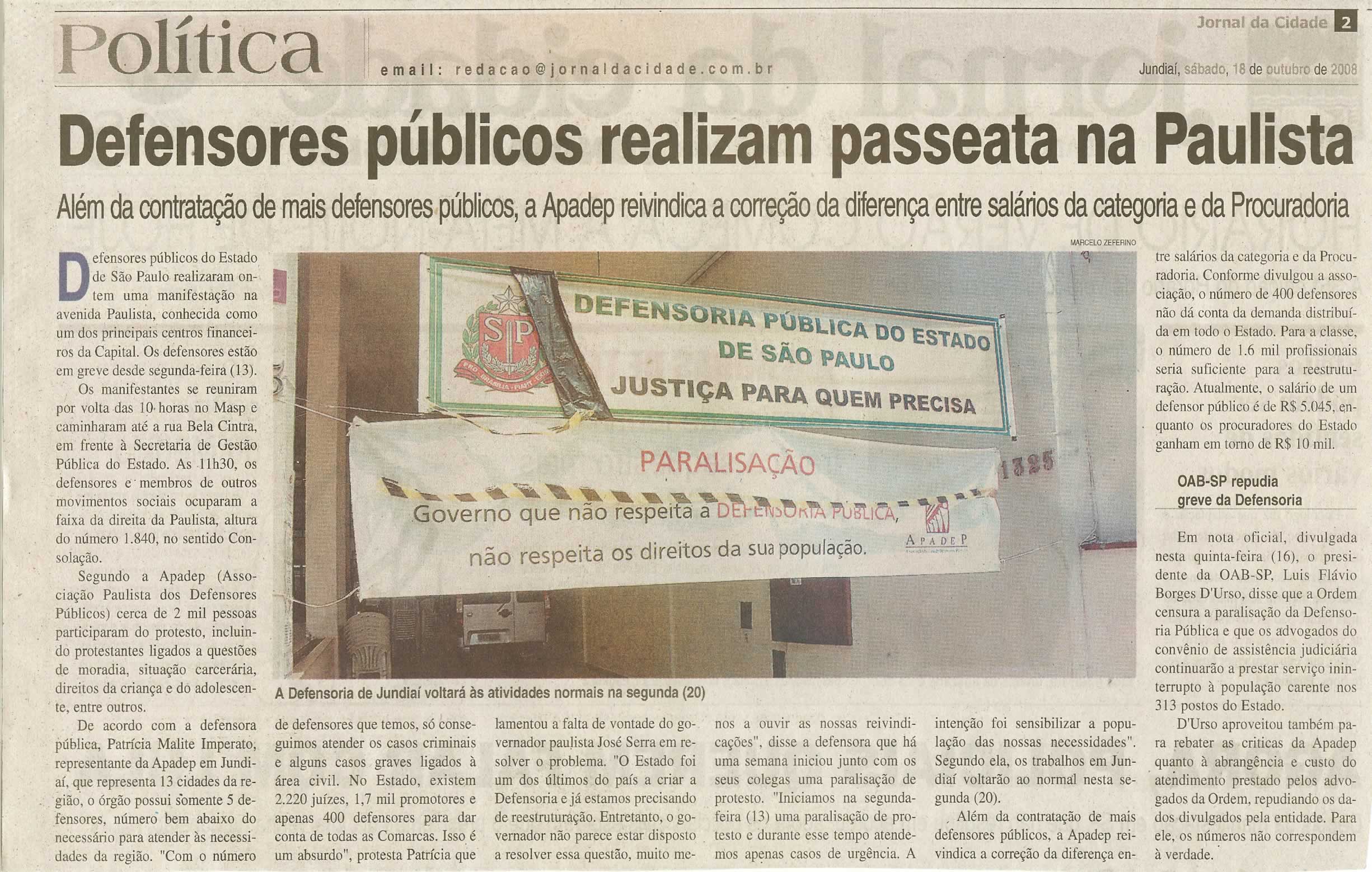 Jornal da Cidade - 18/10/2008