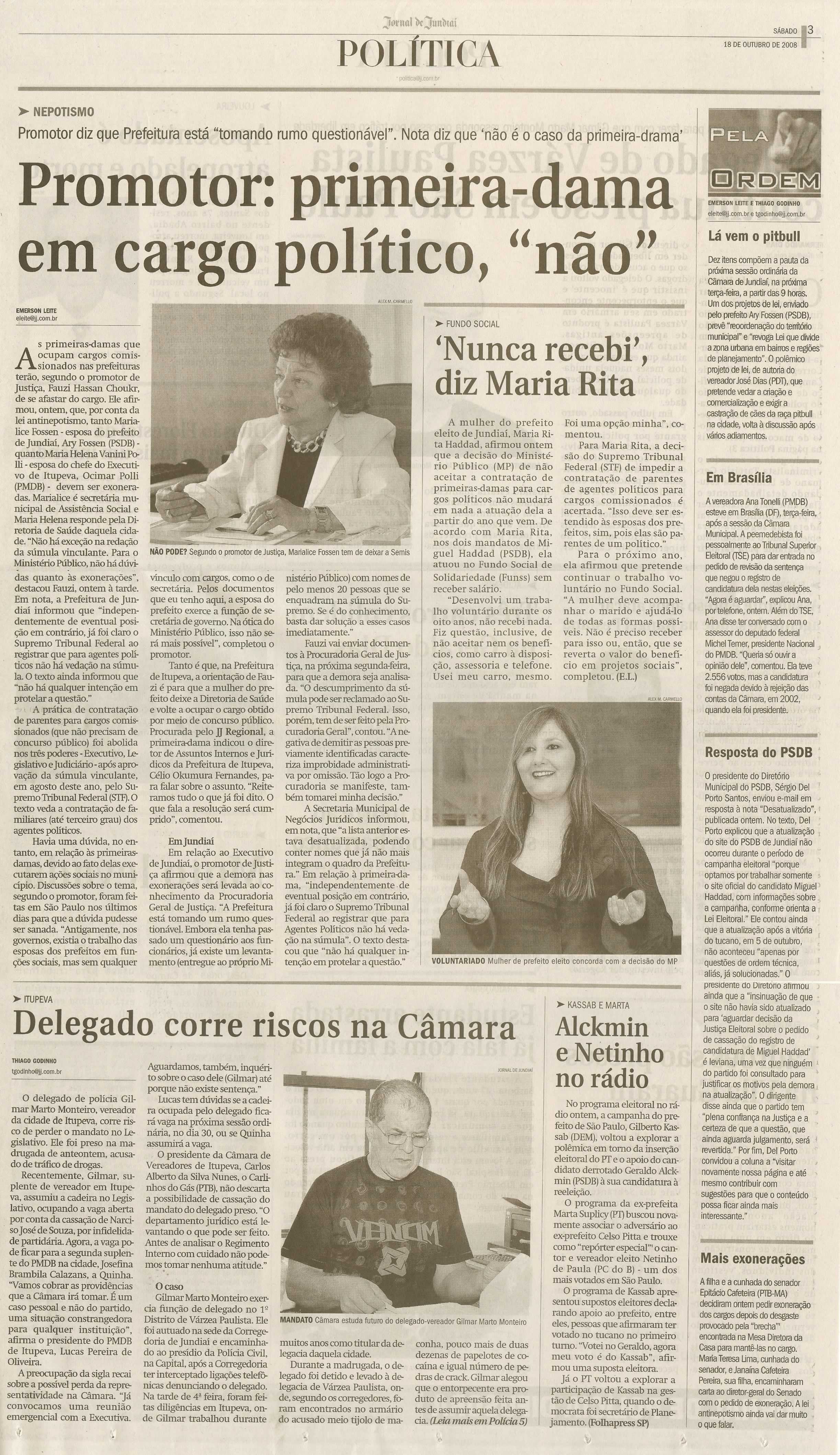 Jornal de Jundiaí - 18/10/2008