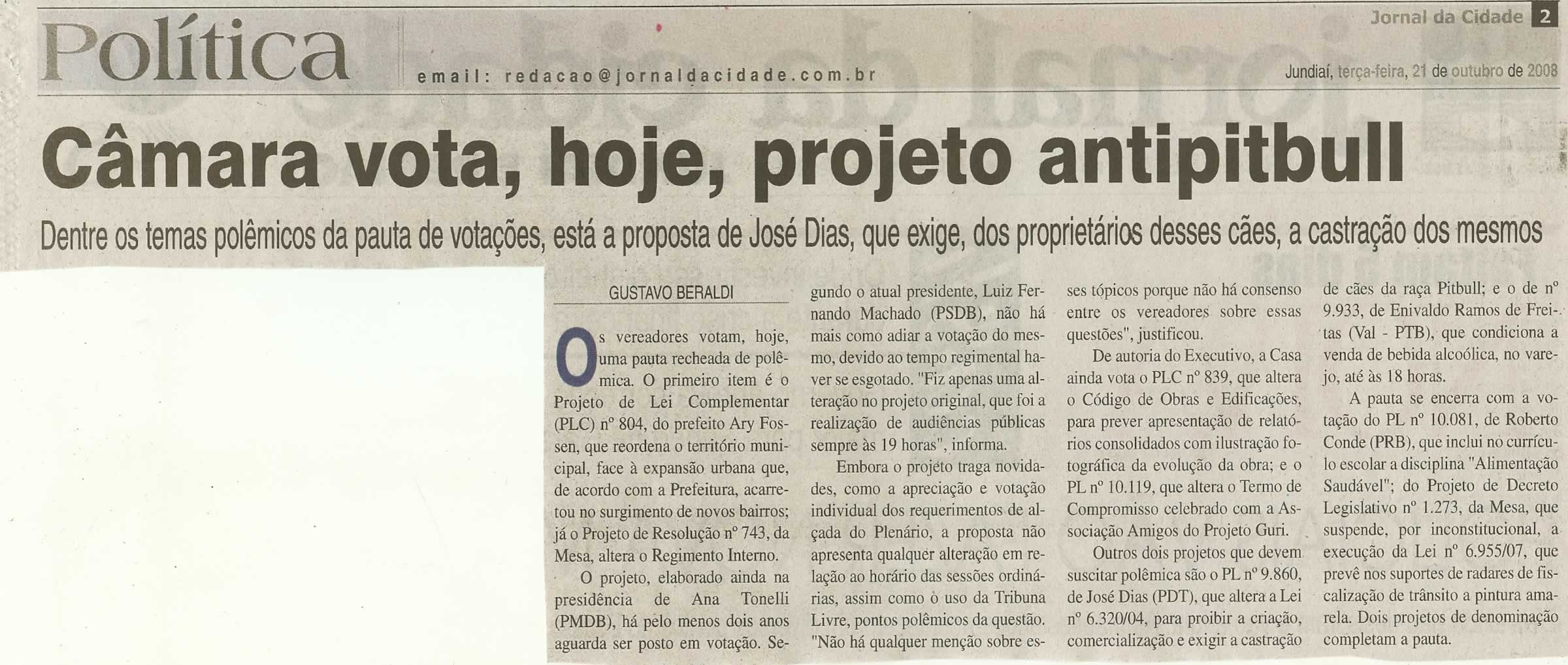 Jornal da Cidade - 21/10/2008
