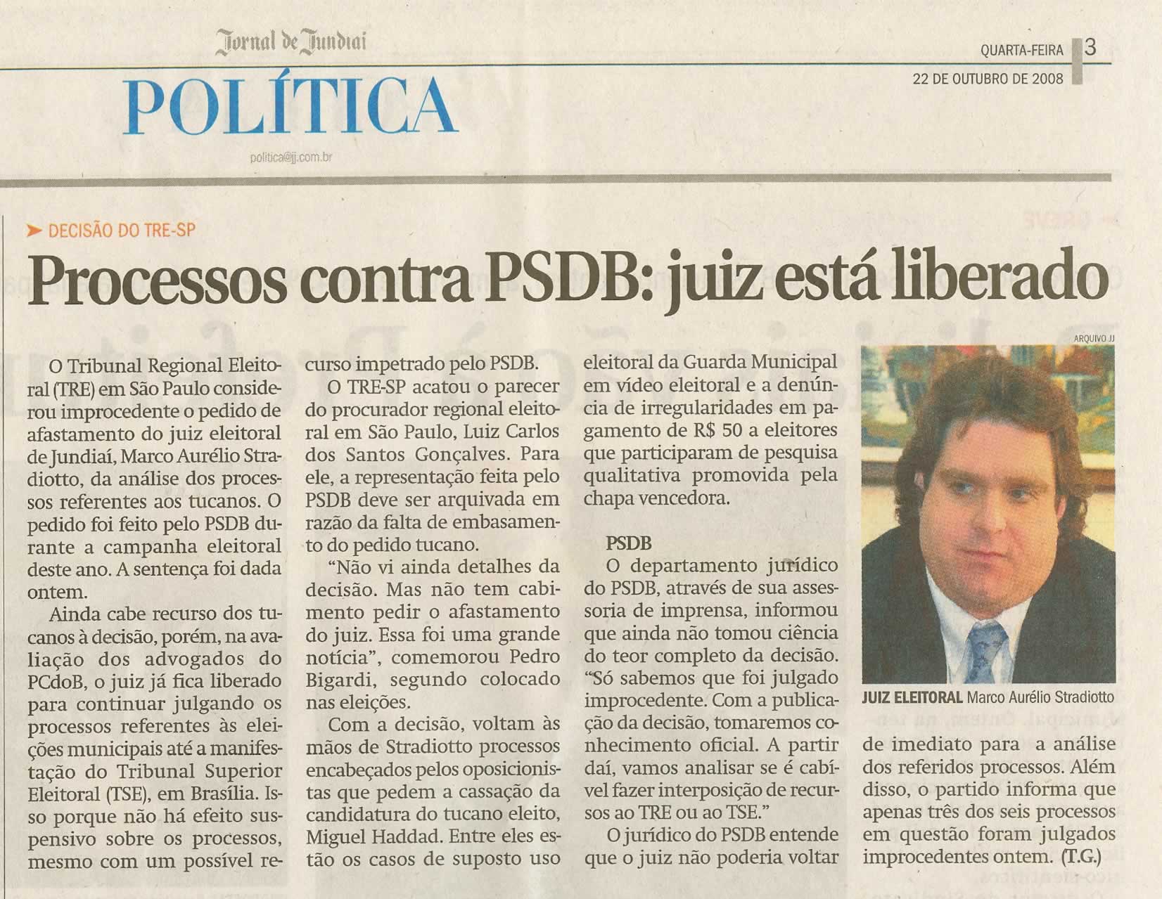 Jornal de Jundiaí - 22/10/2008