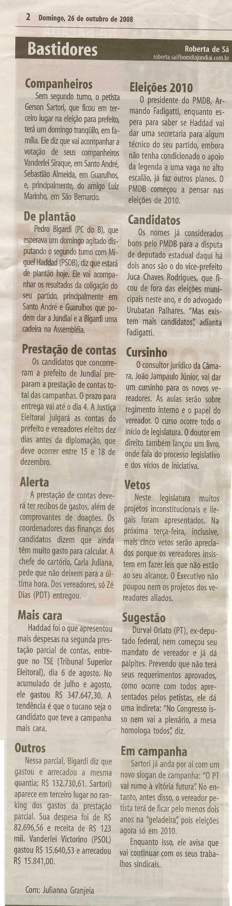 Bom Dia Jundiaí - 26/10/2008