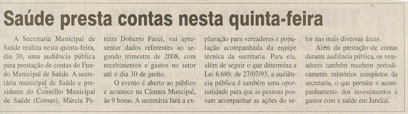 Jornal da Cidade - 30/10/2008