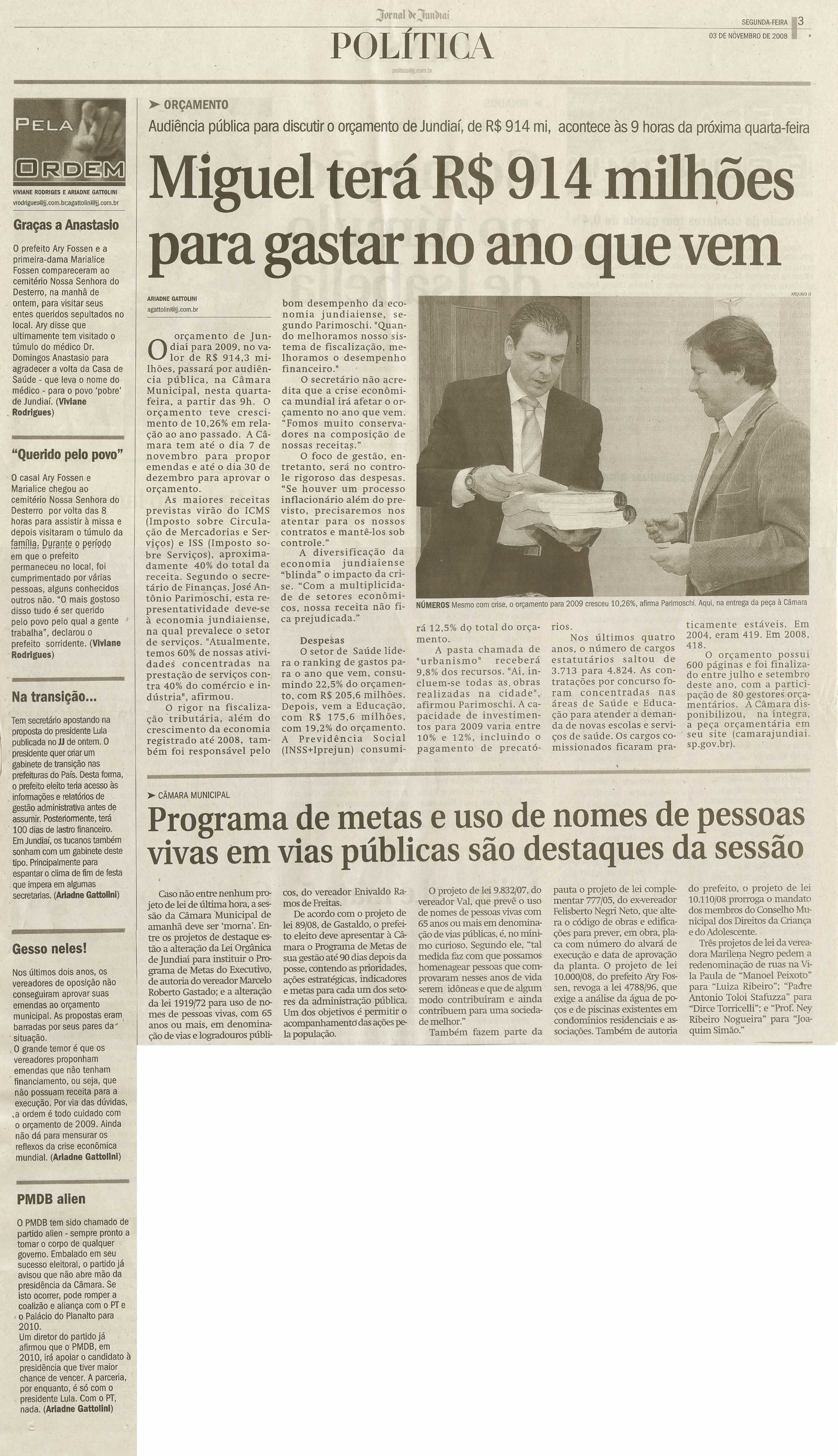Jornal de Jundiaí - 03/11/2008