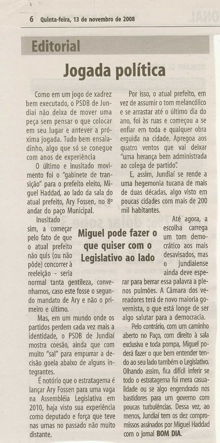 Bom Dia Jundiaí - 13/11/2008